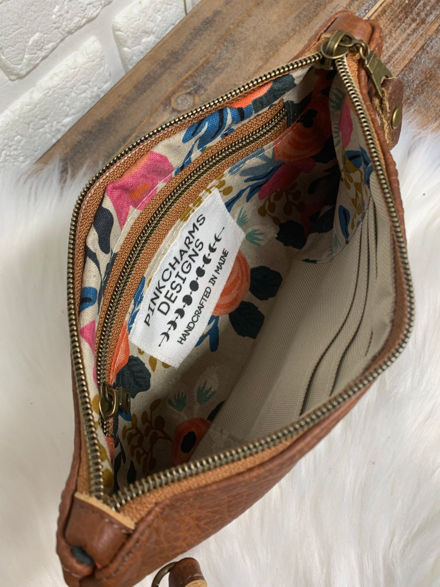 Spice Brown Leather clutch wristlet wallet