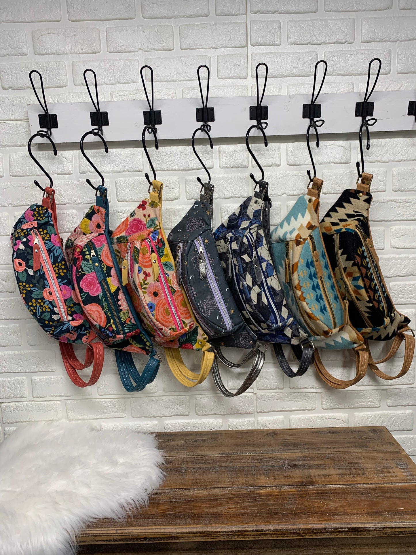 Jade Sling bag Juliet Rose and leather crossbody, Fanny pack