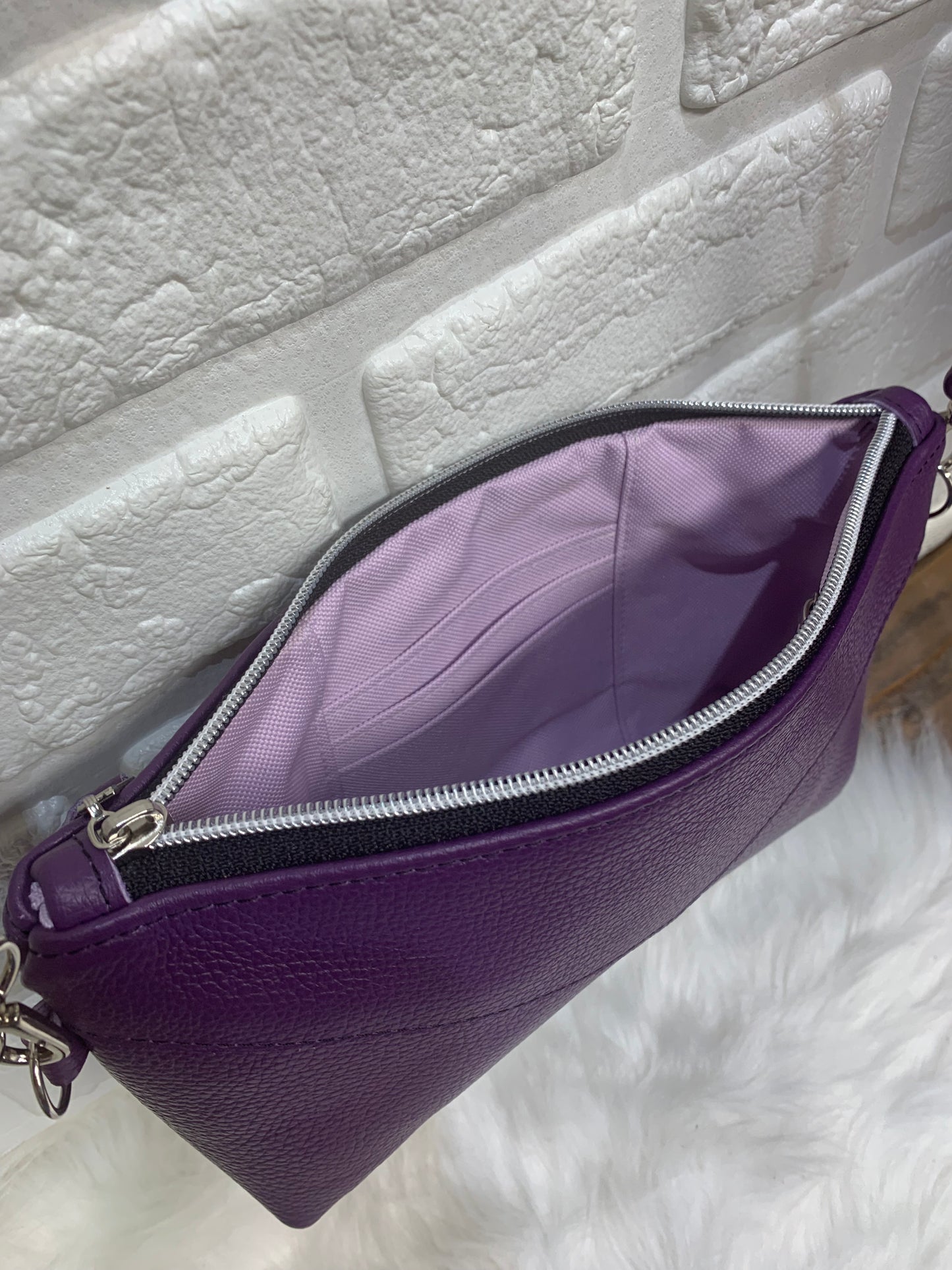 Ruby crossbody bag Purple Italian leather
