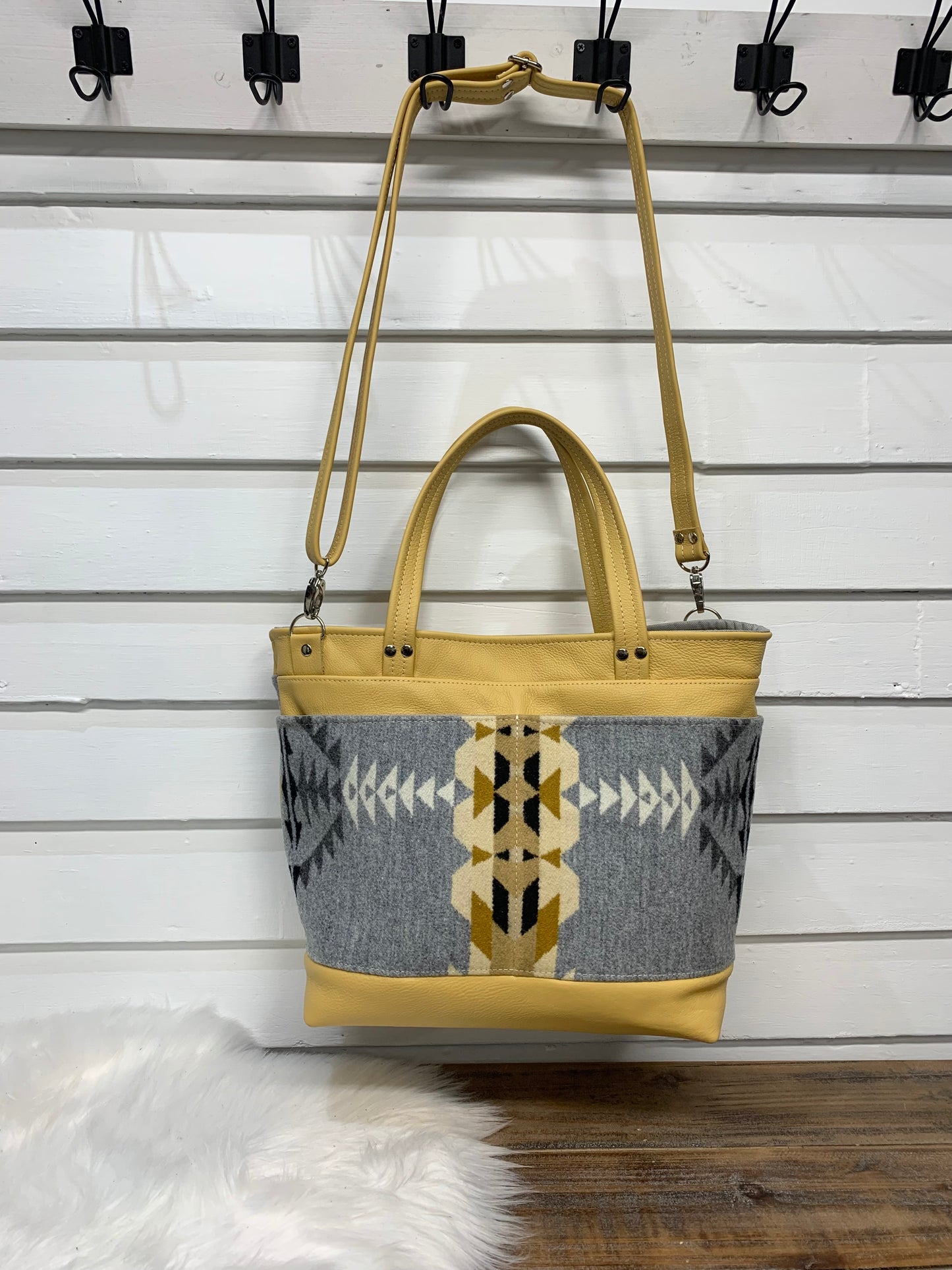 Topaz tote Wool and yellow leather
