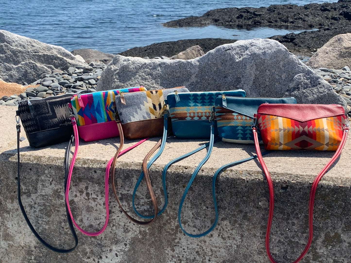 Ruby crossbody bag wool and leather, pink leather