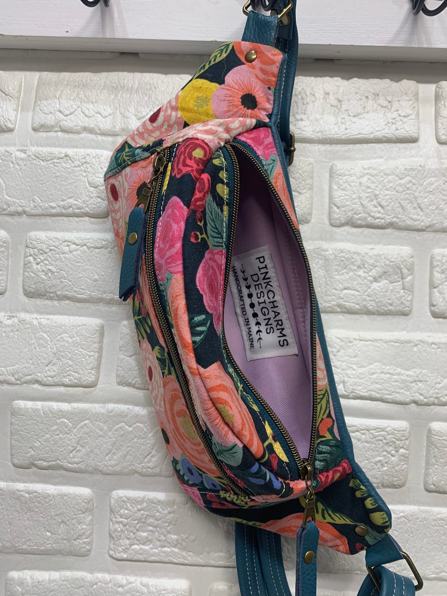 Jade Sling bag Juliet Rose and Teal leather crossbody