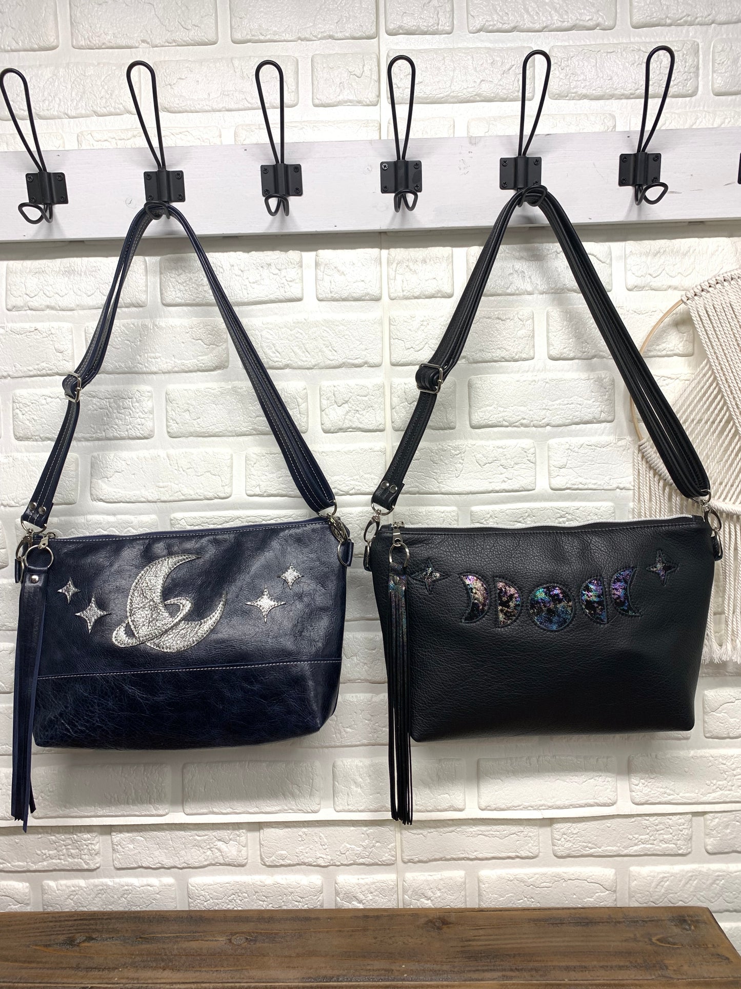 XL Ruby crossbody bag, metallic moon, Navy genuine leather