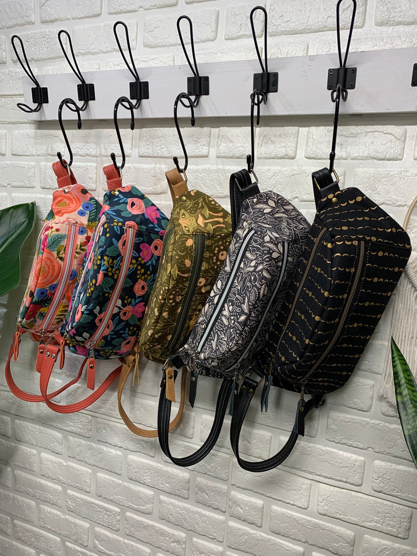 Jade Sling bag Rosa Floral and leather crossbody, Fanny pack