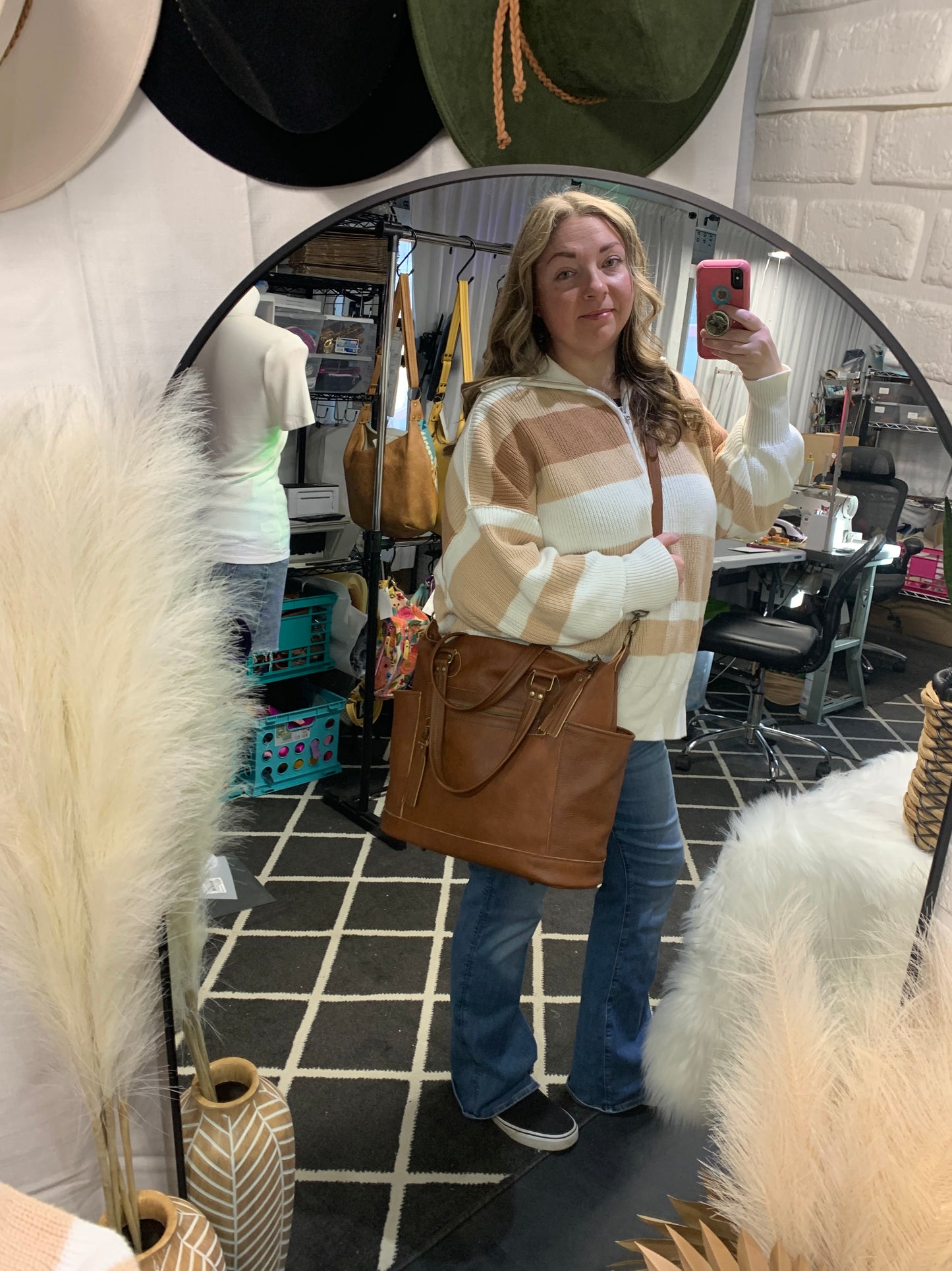 Custom Day bag in all leather, convertible strap, shoulder, crossbody, backpack