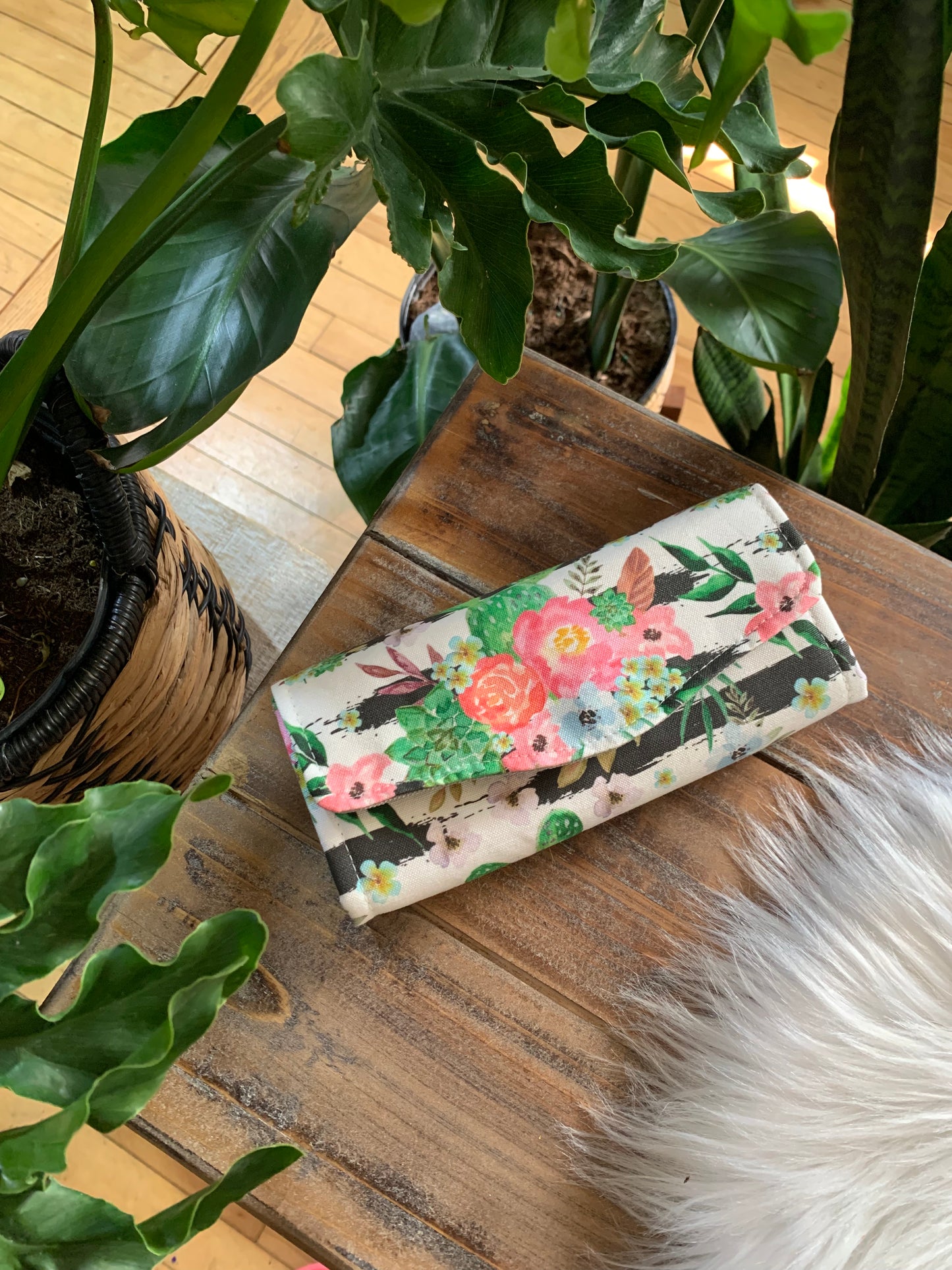 Cactus Floral clutch wallet, necessary clutch wallet
