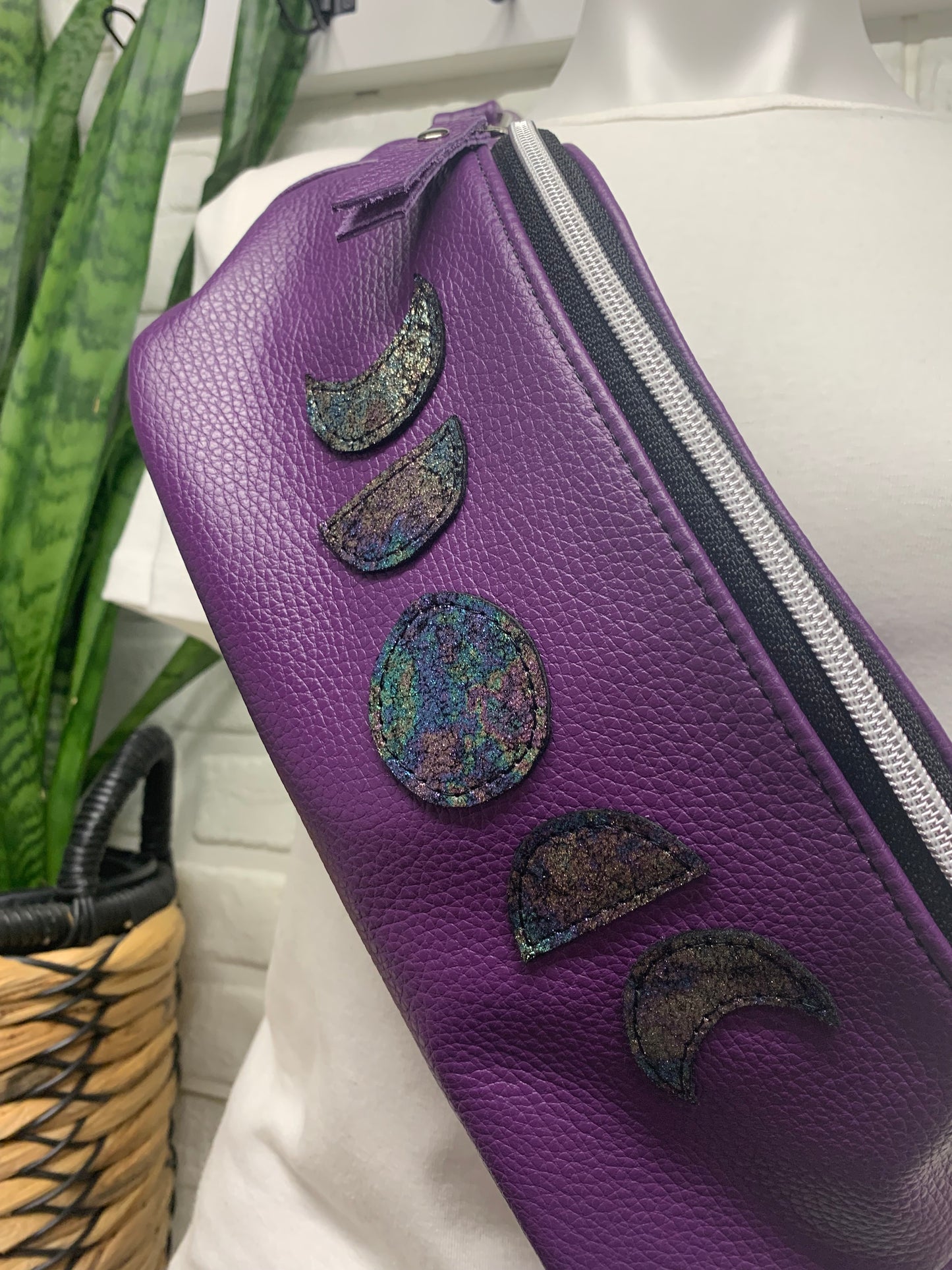 Jade Sling bag Purple leather moon phase crossbody