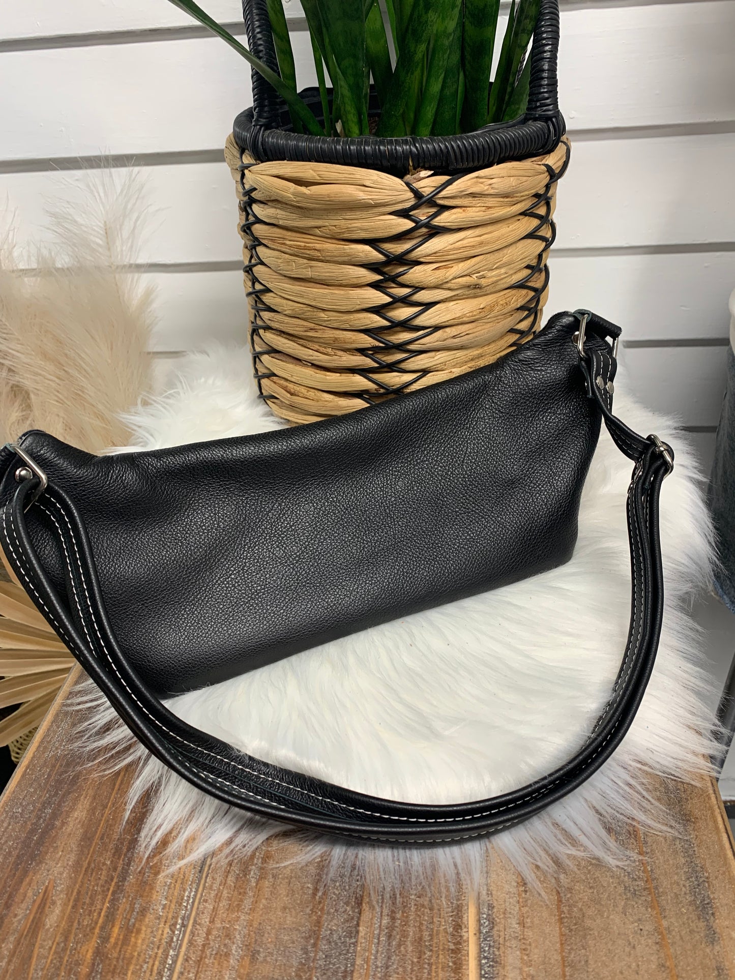 Jade Sling bag Harding Black wool and black leather crossbody bag