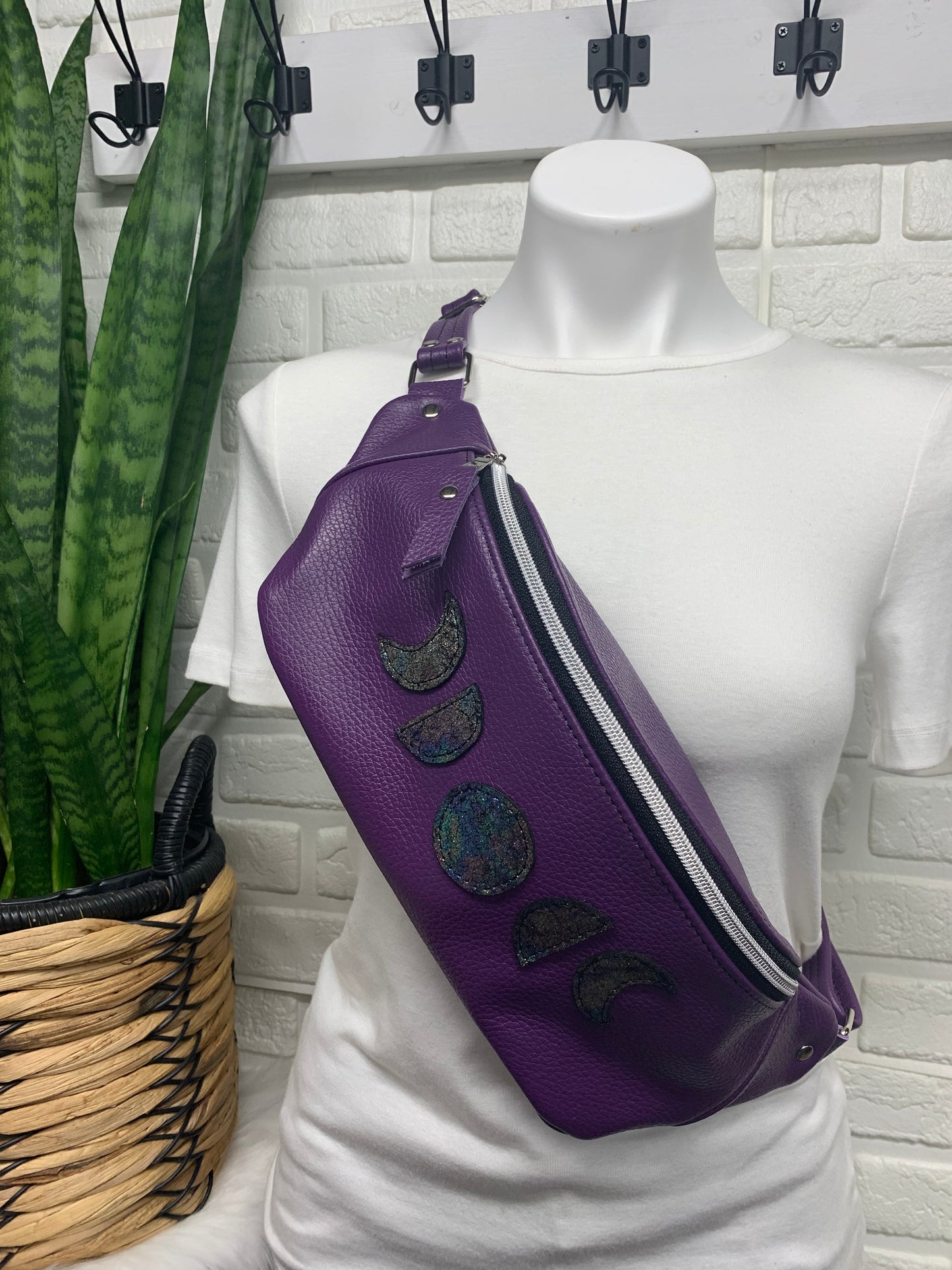 Jade Sling bag Purple leather moon phase crossbody