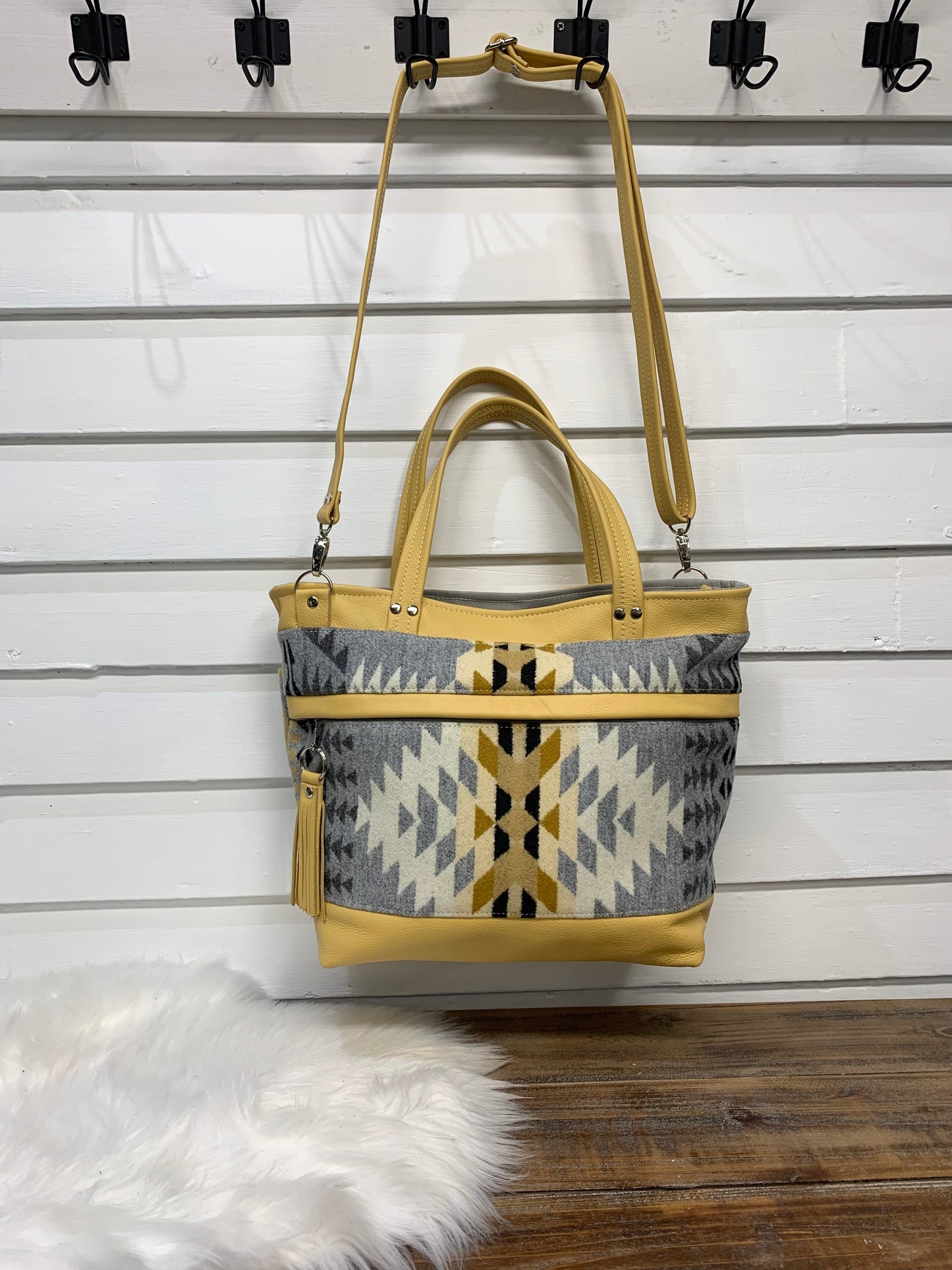 Topaz tote Wool and yellow leather