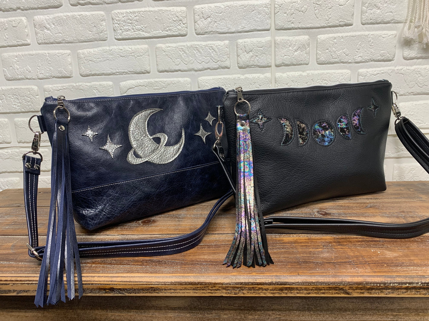 XL Ruby crossbody bag, metallic moon, Navy genuine leather