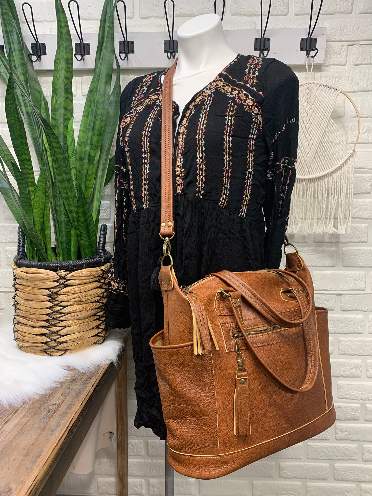 Custom Day bag in all leather, convertible strap, shoulder, crossbody, backpack