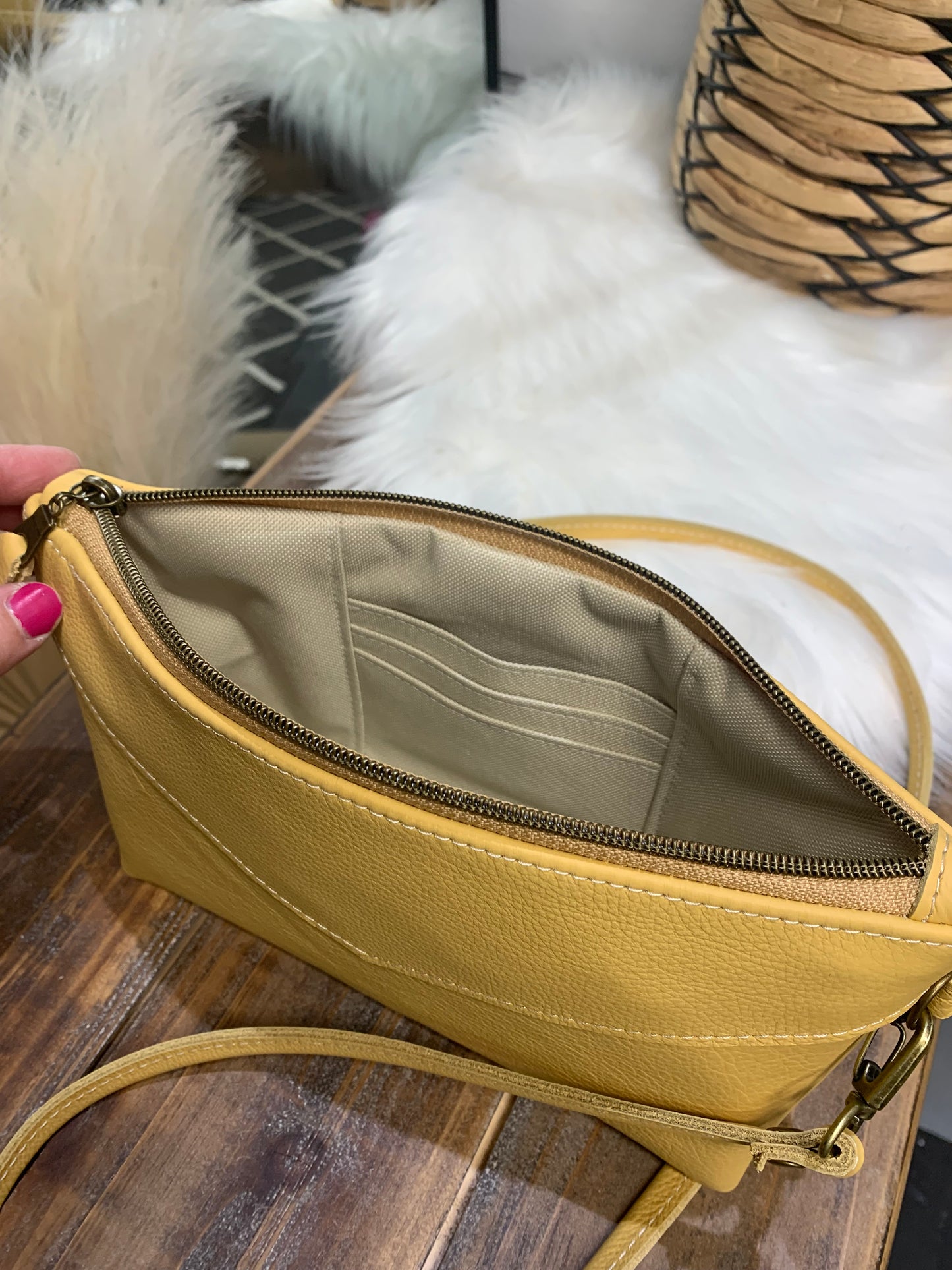 Ruby crossbody bag yellow Italian leather