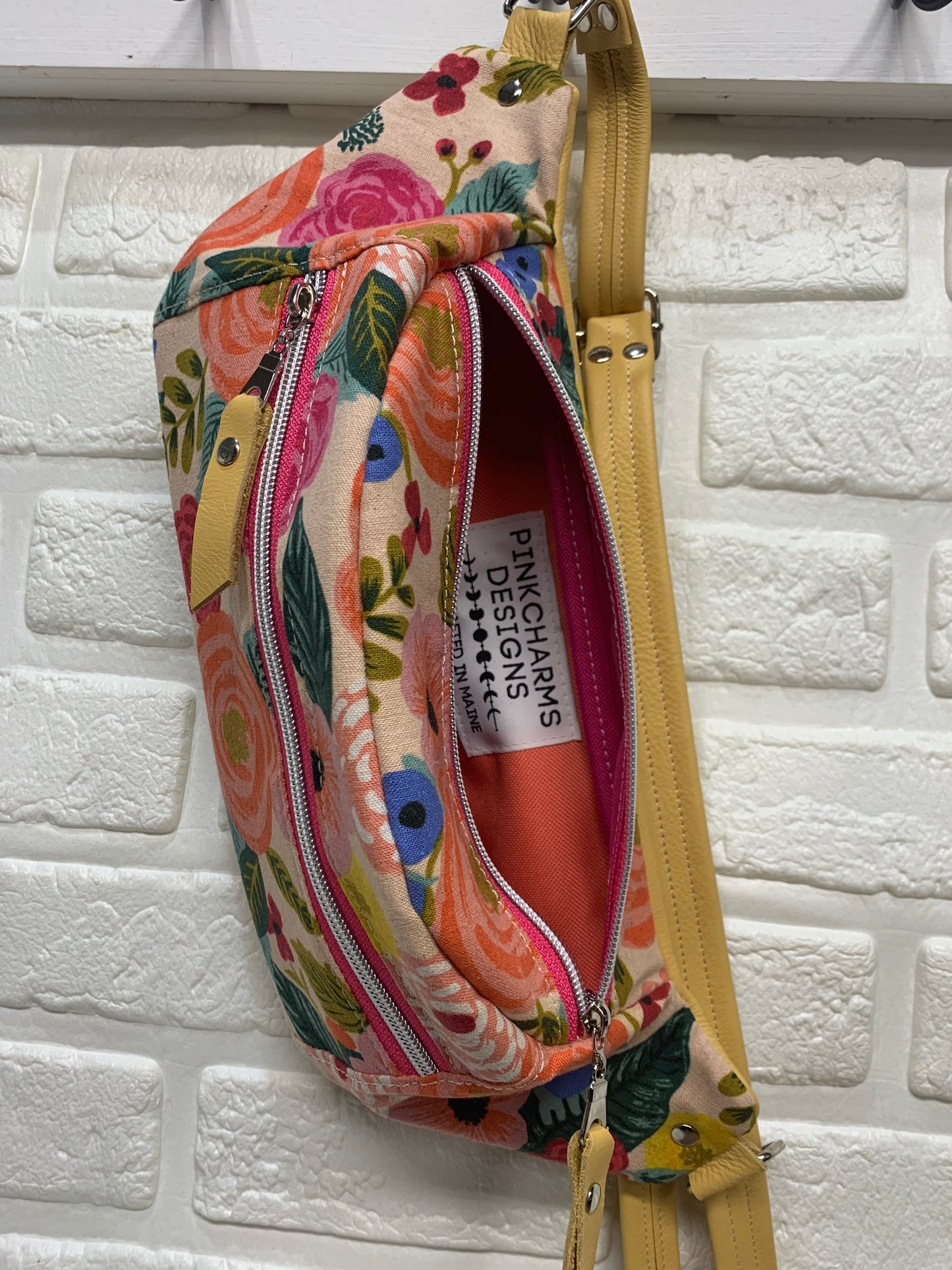 Jade Sling bag Juliet Rose and leather crossbody, Fanny pack