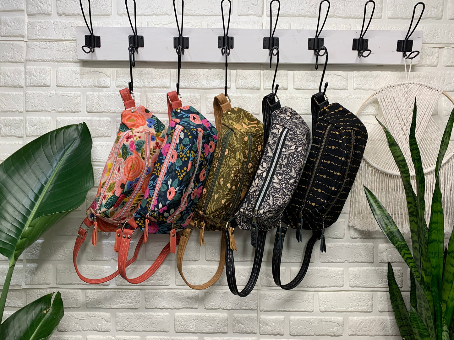 Jade Sling bag Rosa Floral and leather crossbody, Fanny pack