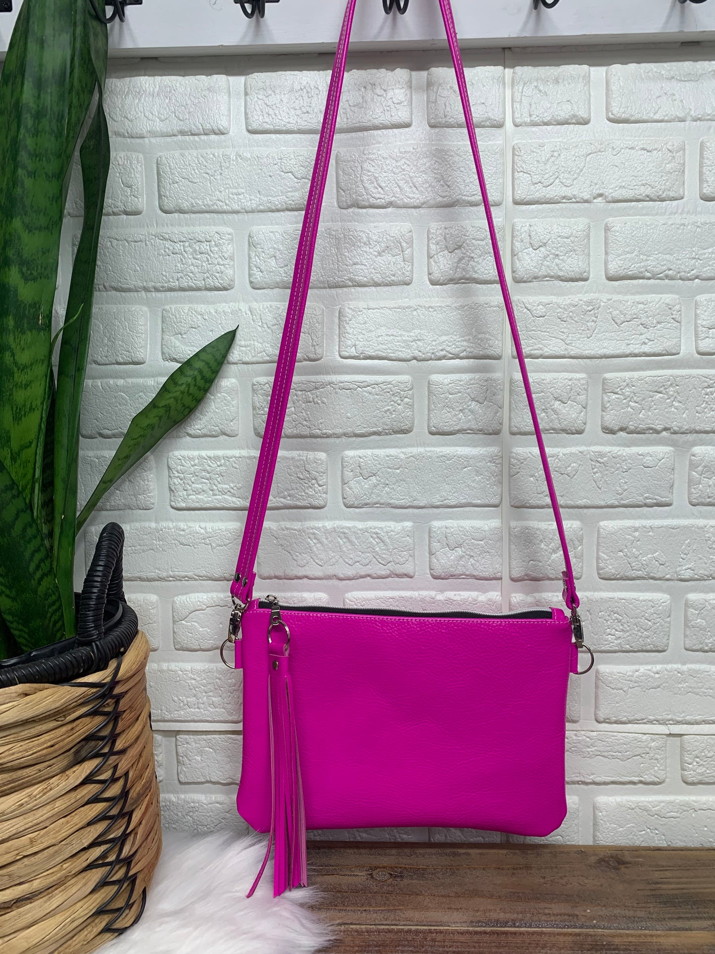 XL Clutch Dream pink cowhide genuine leather, crossbody