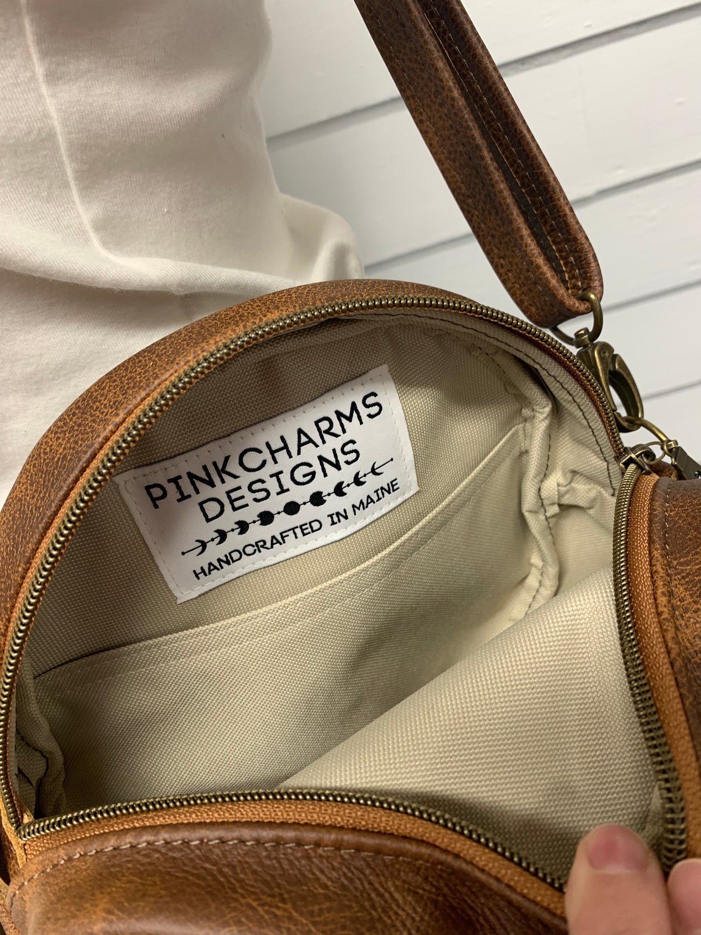 Moonstone crossbody bag, Pilot rock wool, brown leather, Canteen bag