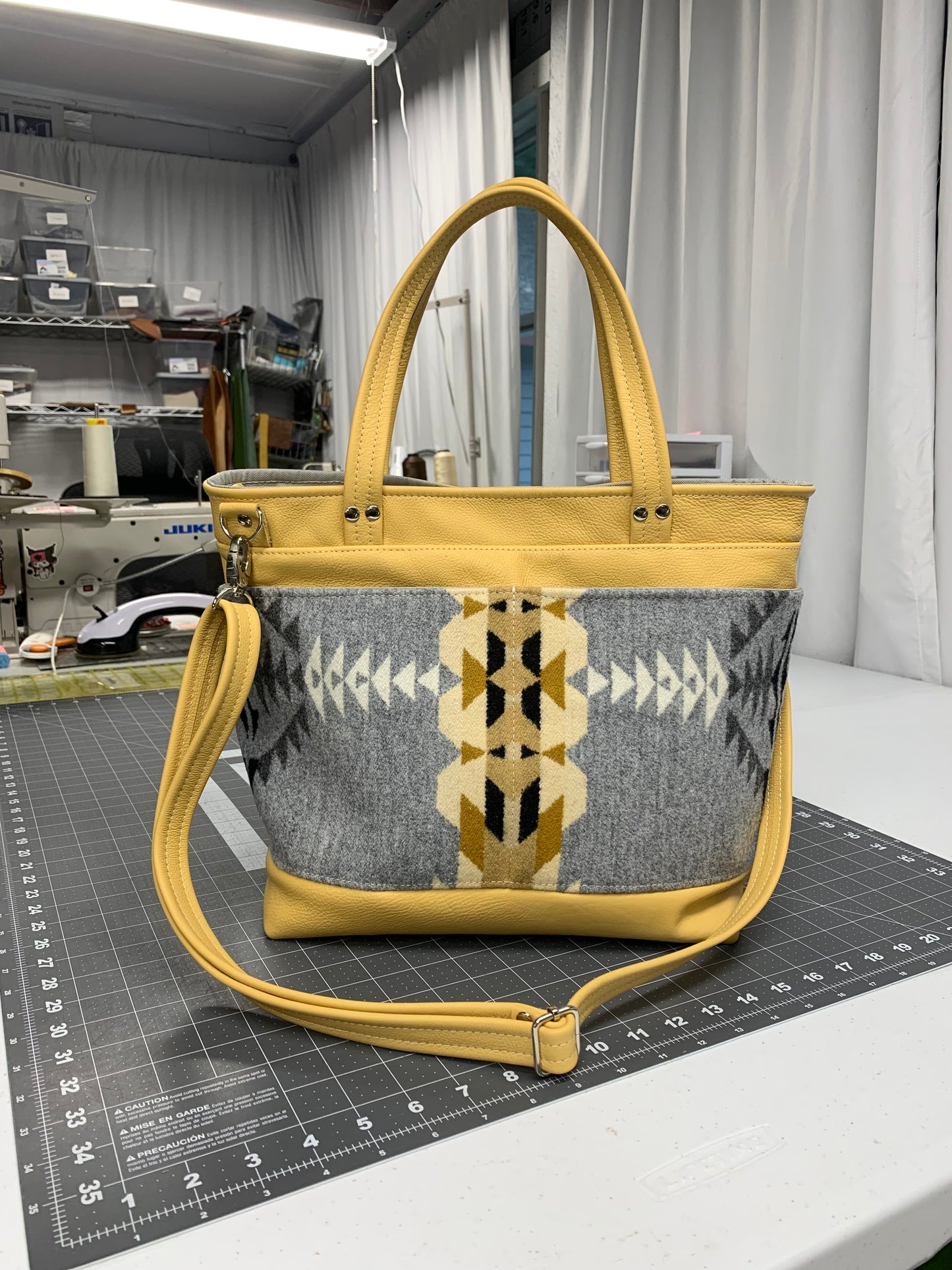 Topaz tote Wool and yellow leather