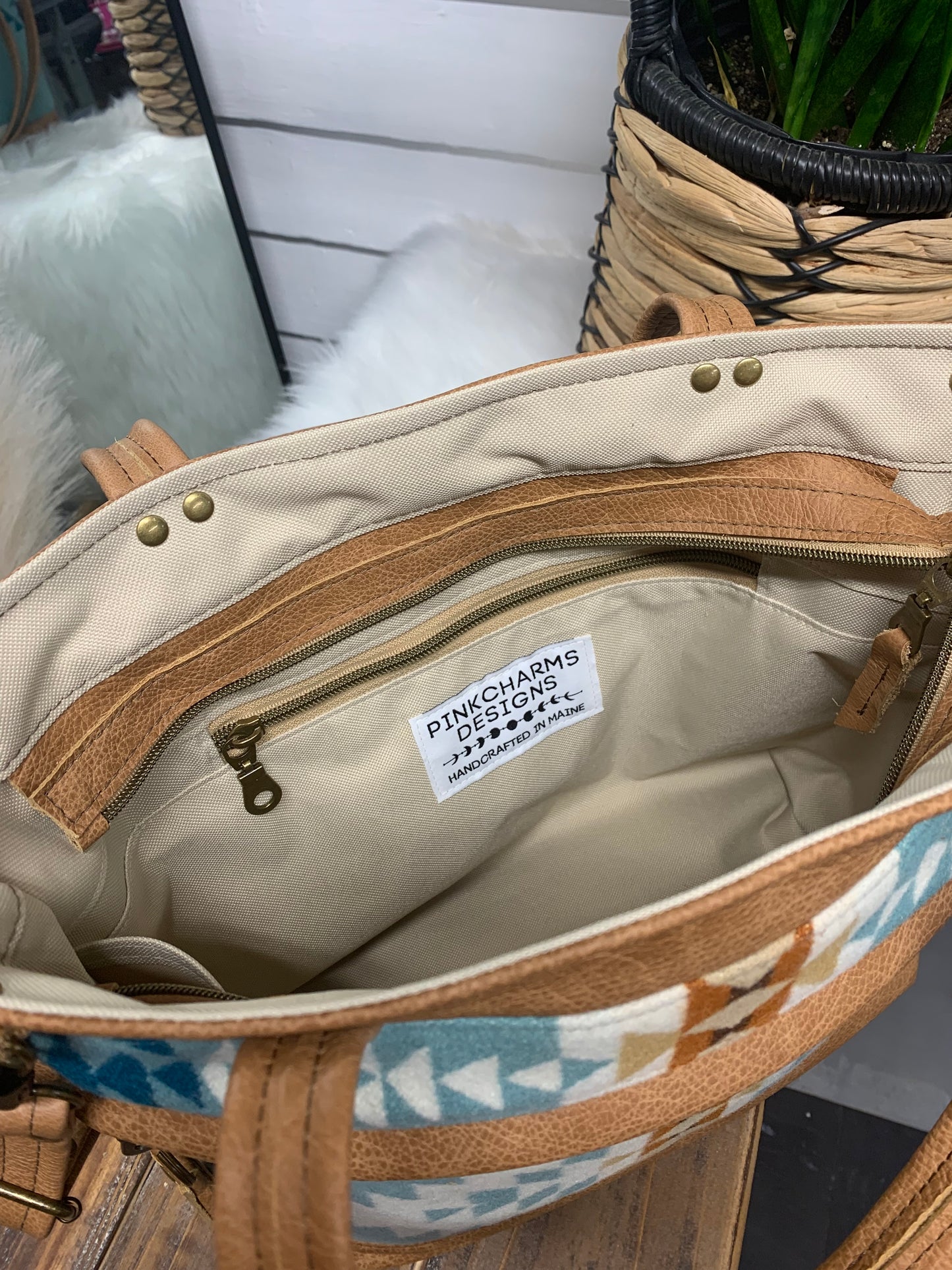 Reserved Samantha: Topaz tote leather patchwork, saddle brown