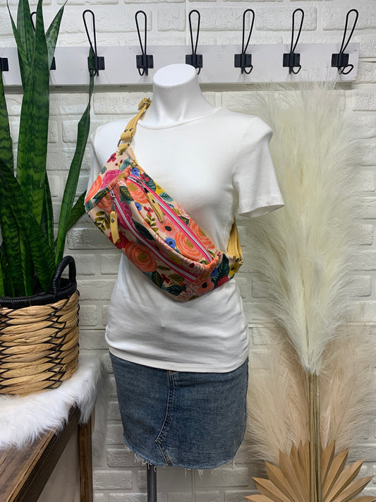Jade Sling bag Juliet Rose and leather crossbody, Fanny pack