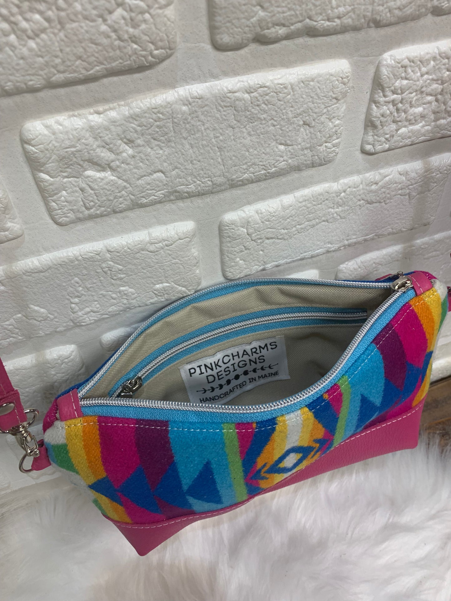 Ruby crossbody bag wool and leather, pink leather