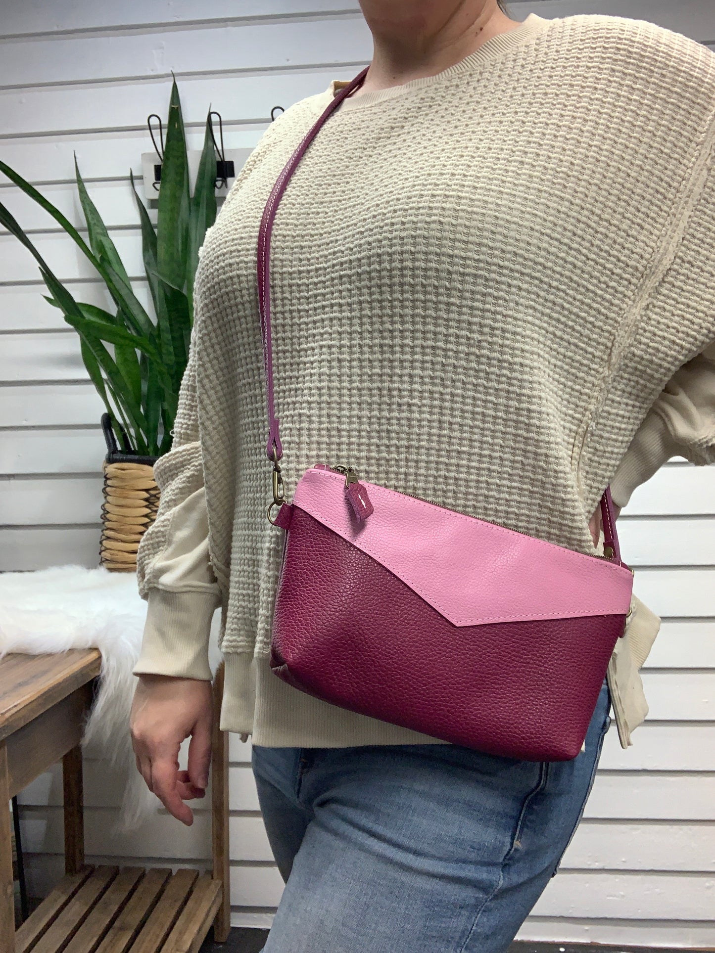 Ruby crossbody bag Mauve and Berry Italian leather