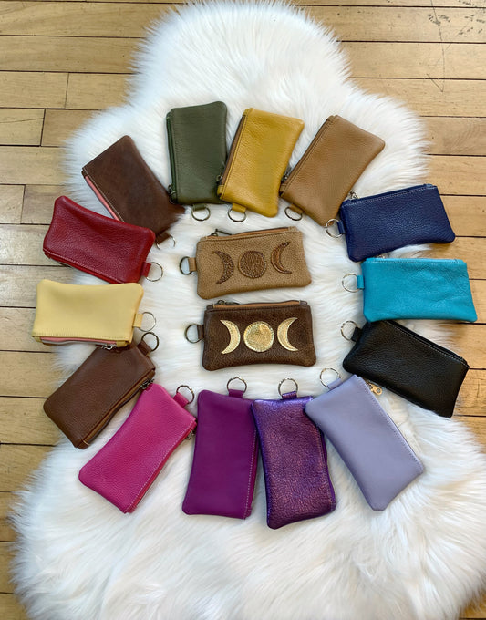 Leather card clutch, 6”x3.5” clutch