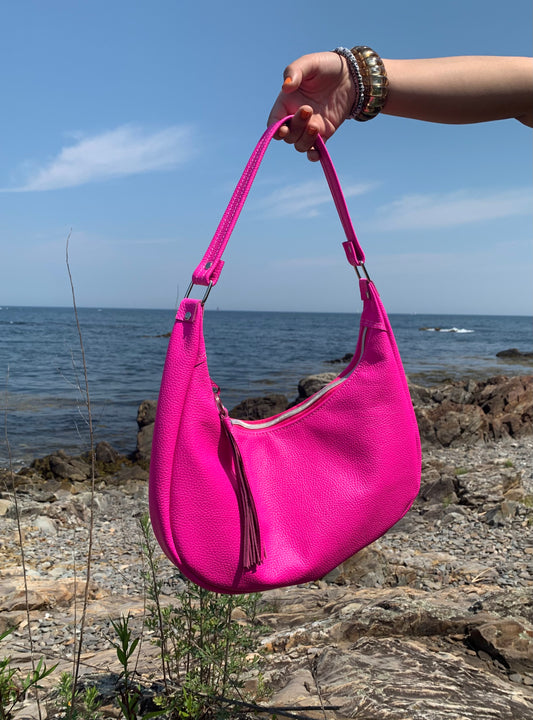 Garnet small hobo bag Dream Pink Italian leather, shoulder strap