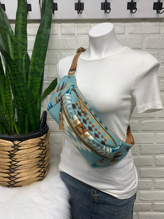 Jade Sling bag Aqua Rancho Arroyo wool and leather crossbody