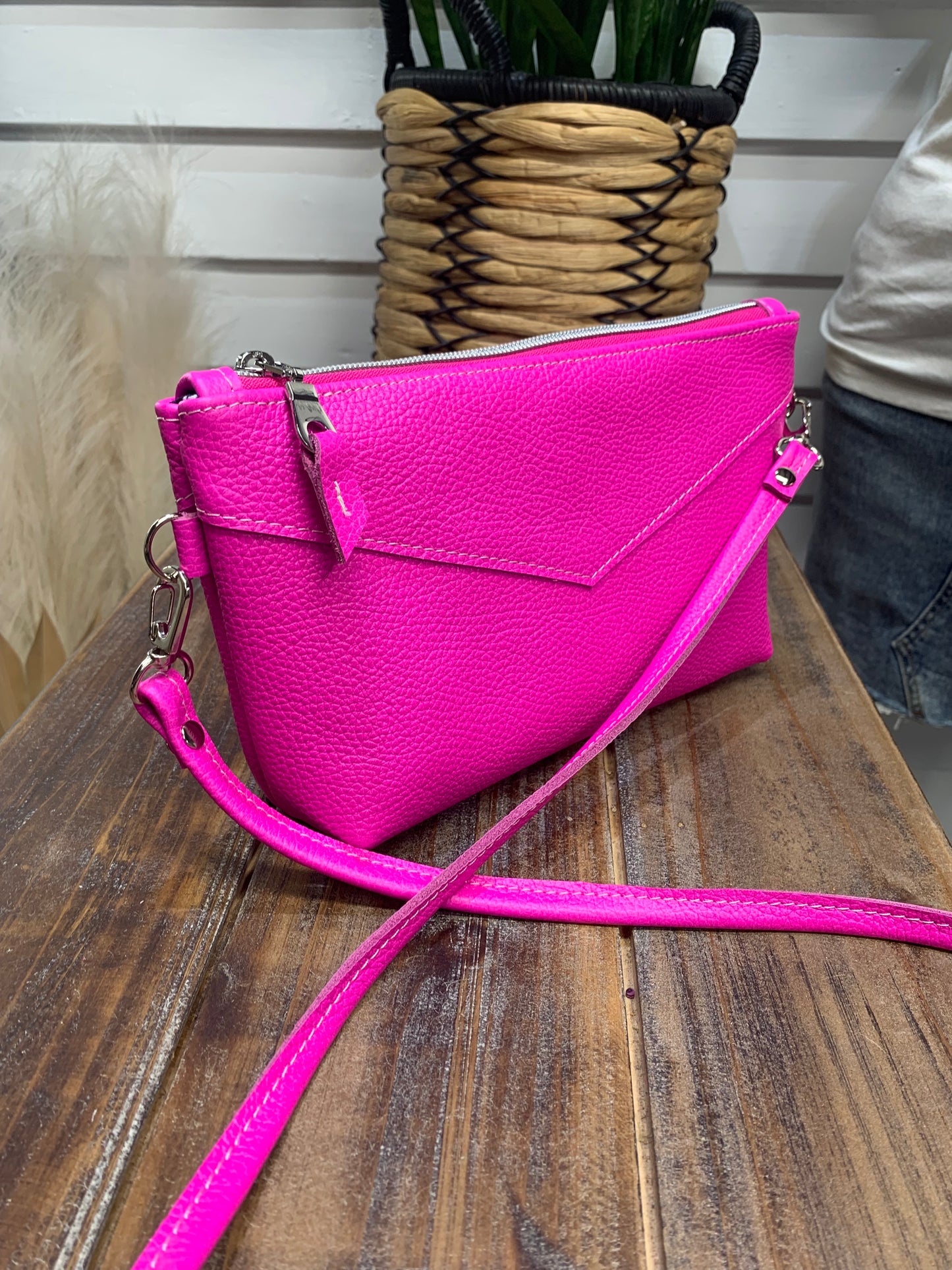 Small Ruby crossbody bag Dream Pink Italian leather