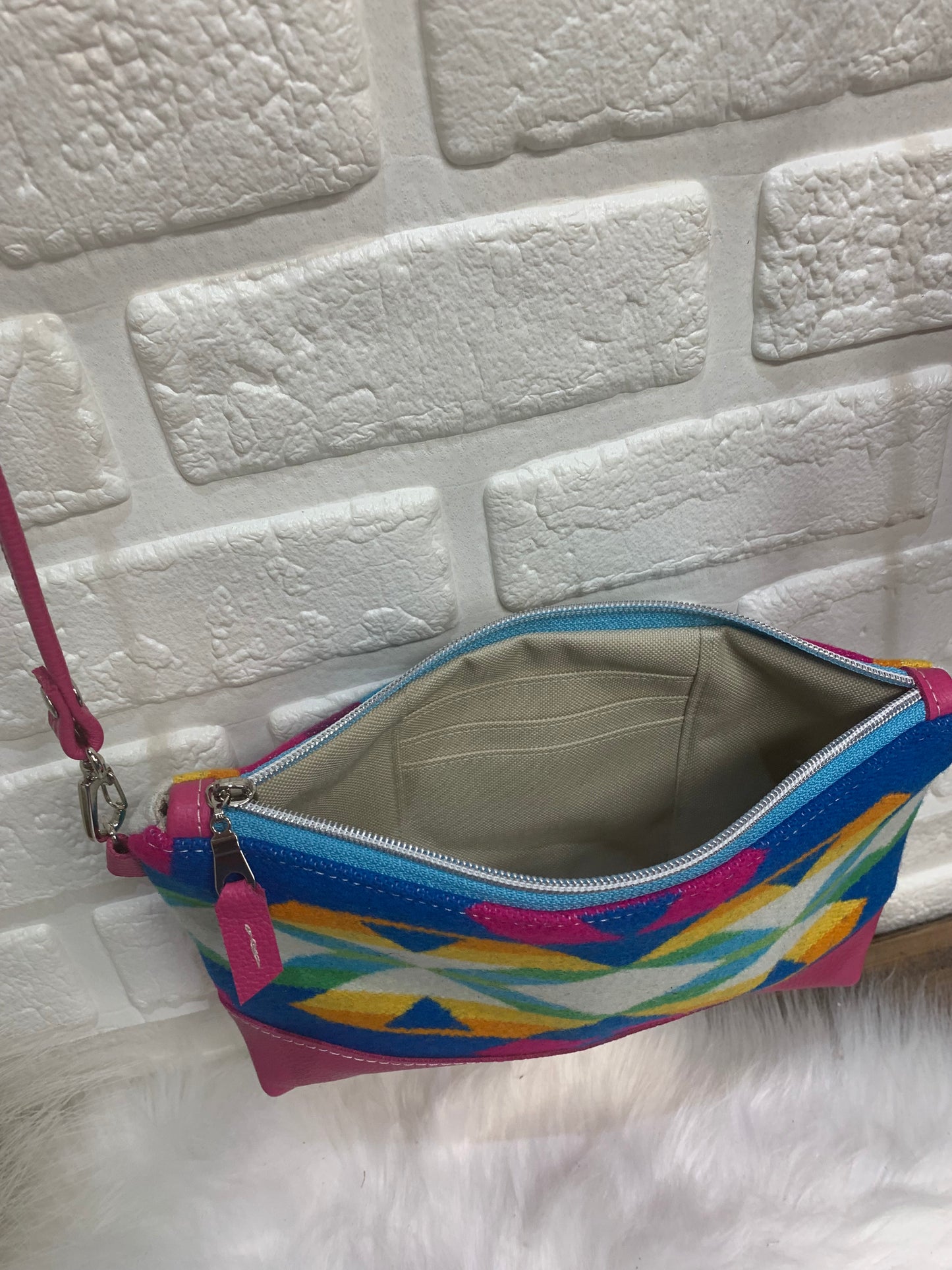 Ruby crossbody bag wool and leather, pink leather