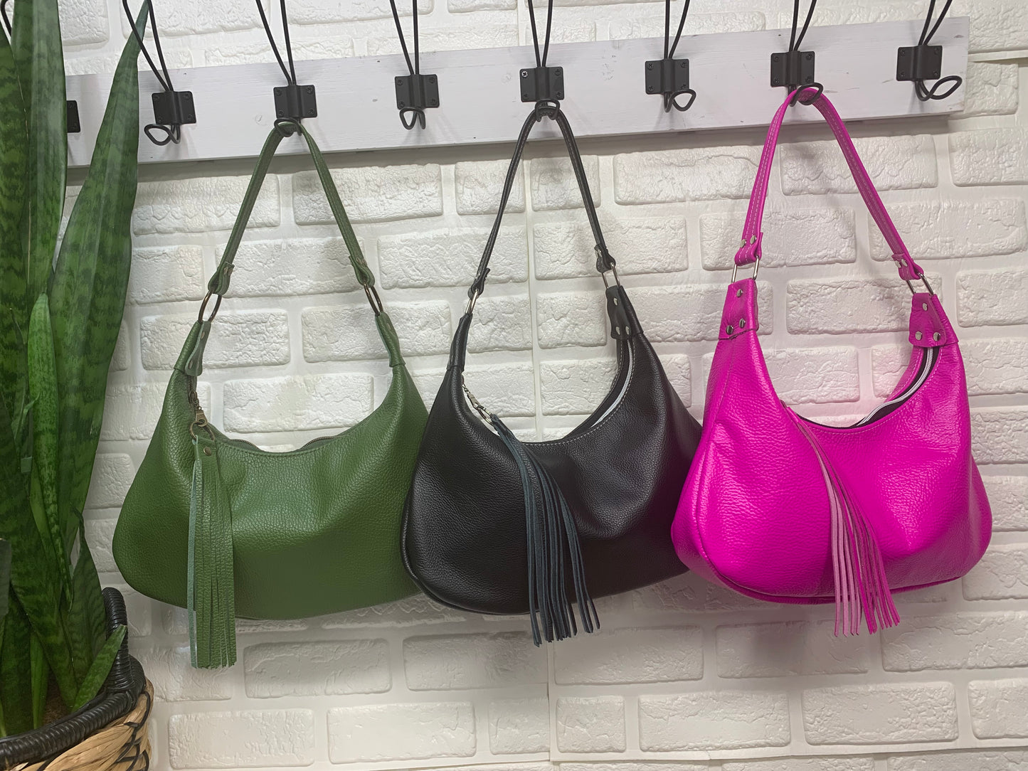 Small hobo bag Dream Pink Italian leather, shoulder strap