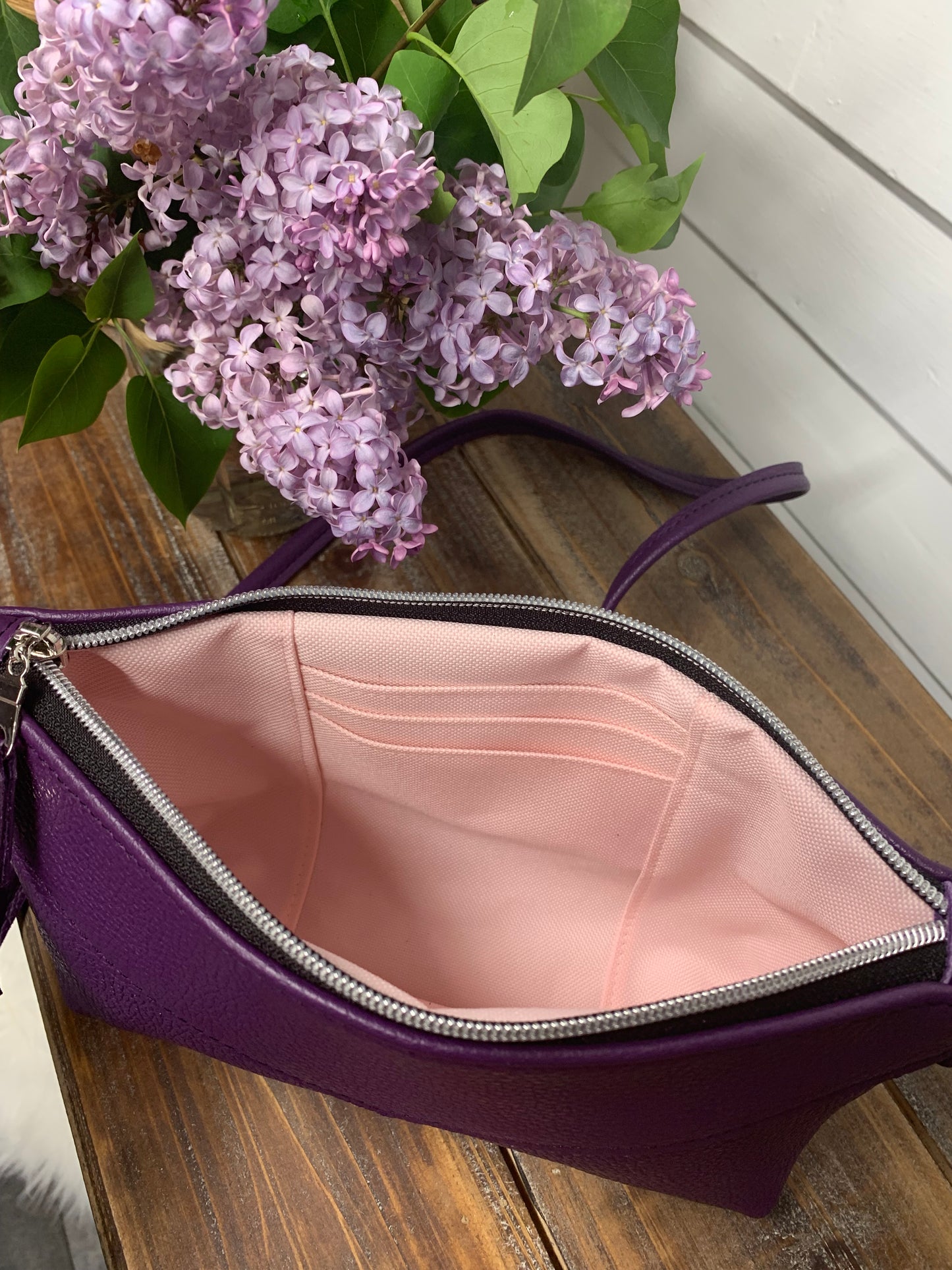 Ruby crossbody bag Purple Italian leather