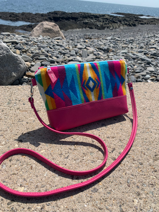 Ruby crossbody bag wool and leather, pink leather