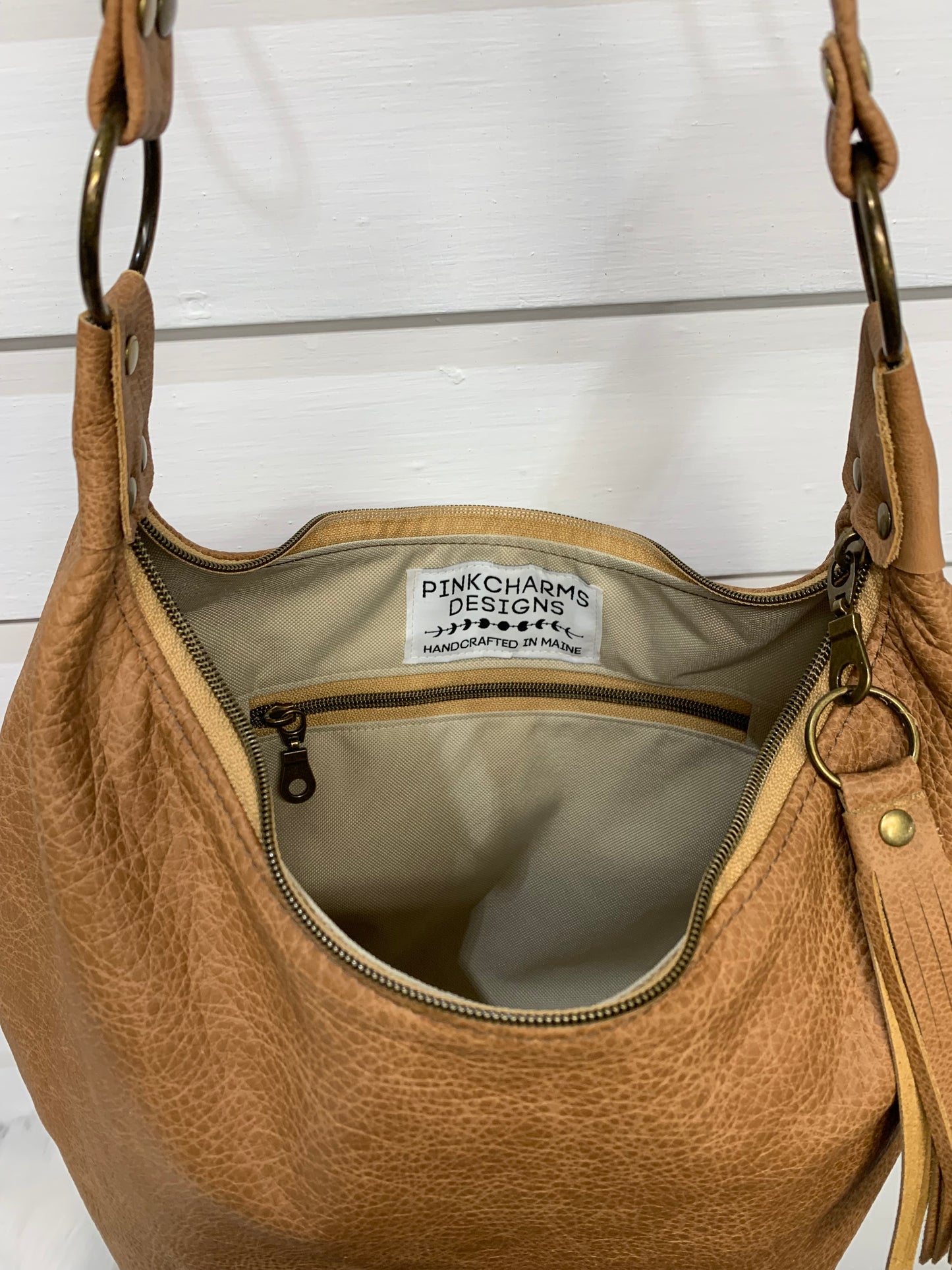 Caramel two toned leather hobo bag,  genuine leather handbag