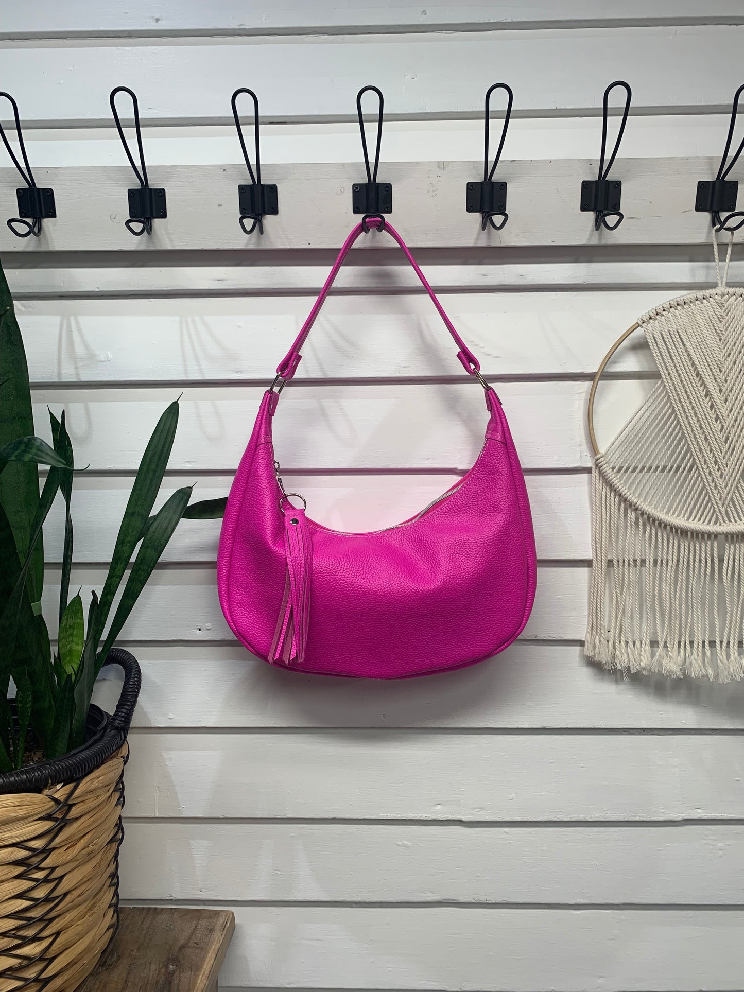 Garnet small hobo bag Dream Pink Italian leather, shoulder strap