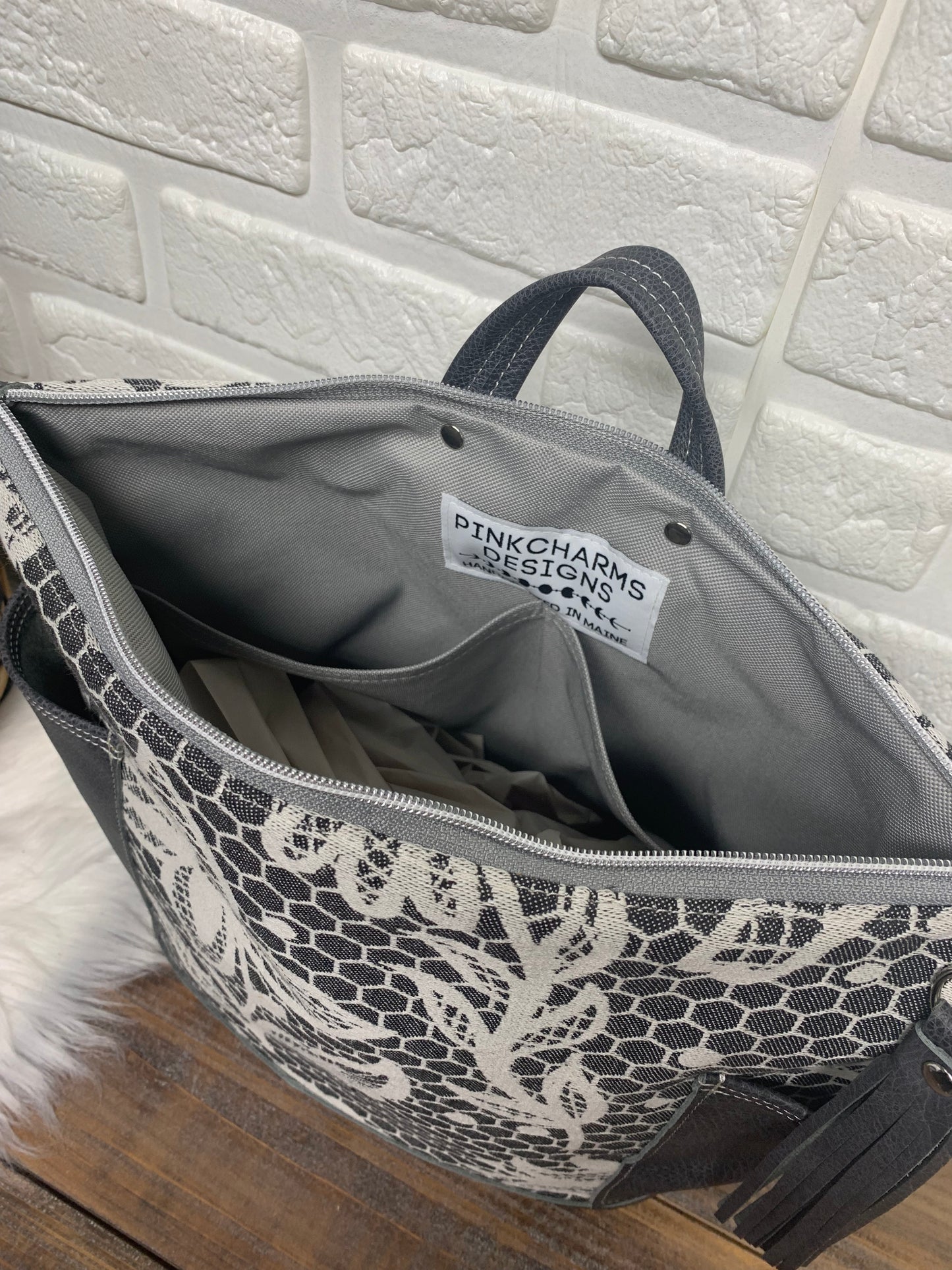 Bucket backpack with side pockets, Smitten wovens wrap scrap