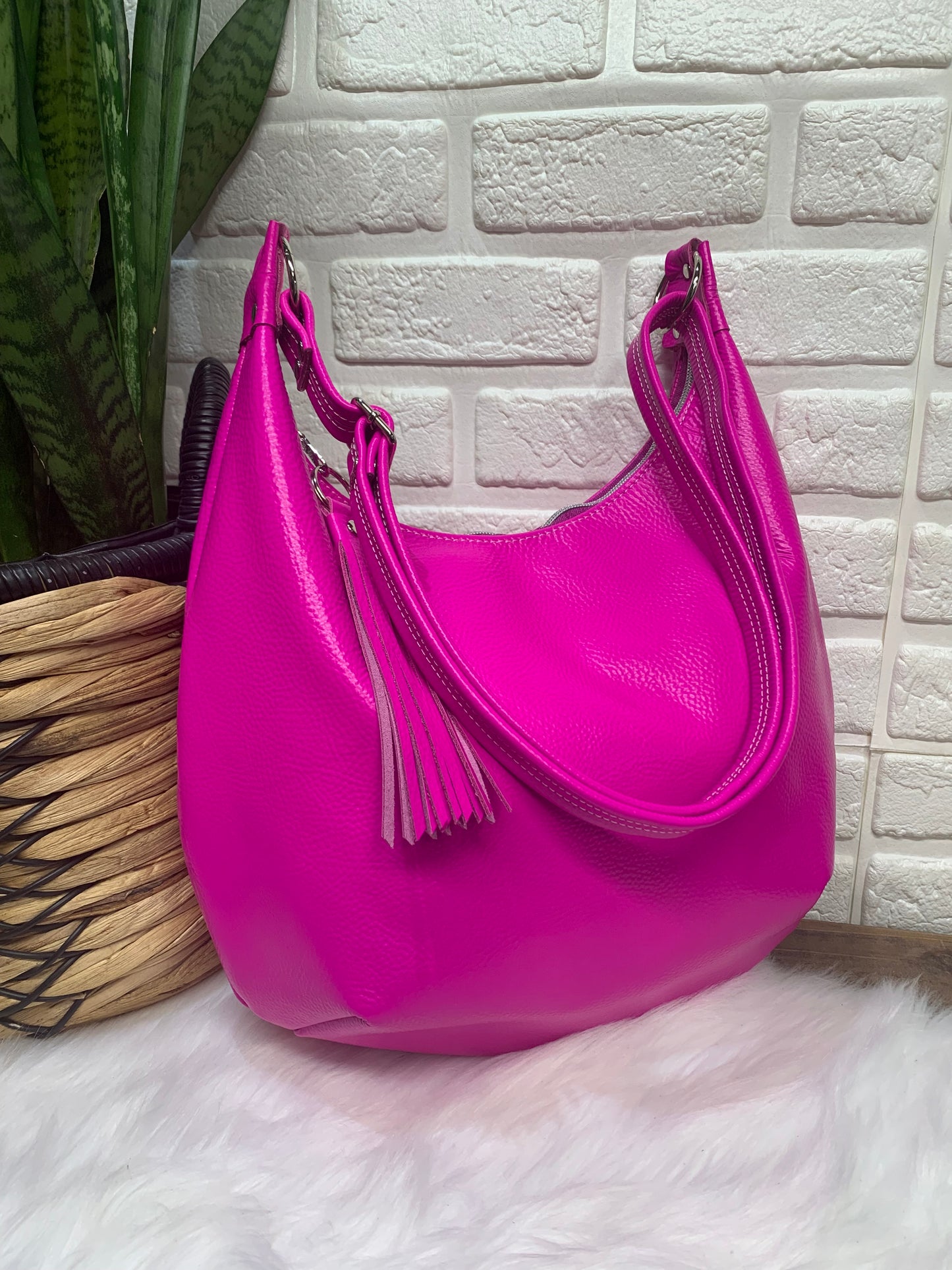 Onyx hobo bag Dream Pink Italian leather