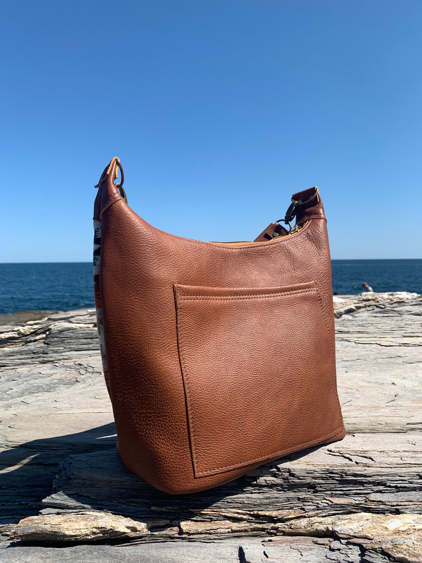 Jasper Bucket bag, Mesilla wool, spice brown leather