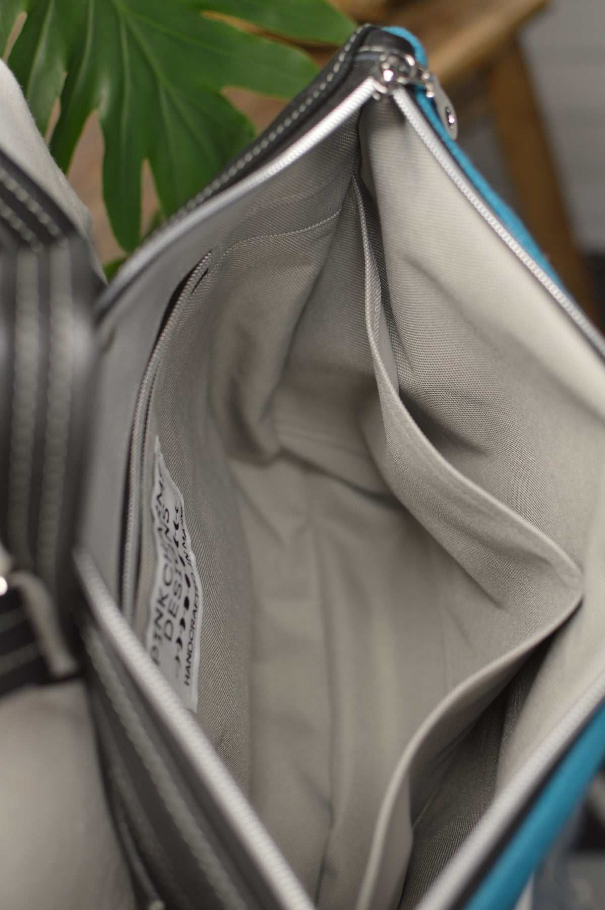 Backpack Overall Turquoise wool,  black leather