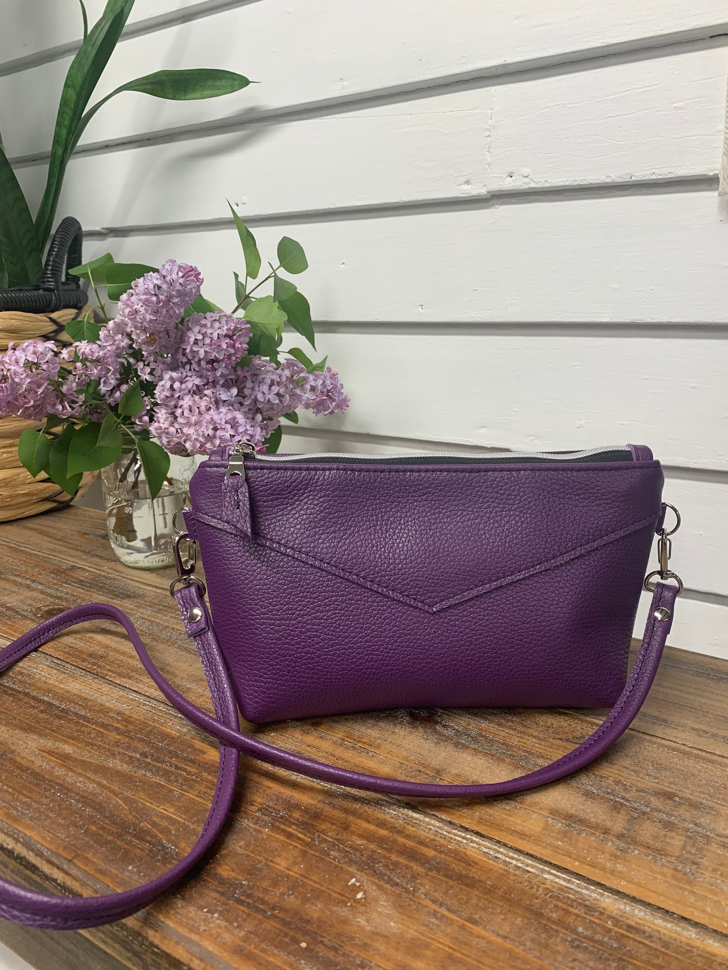 Ruby crossbody bag Purple Italian leather