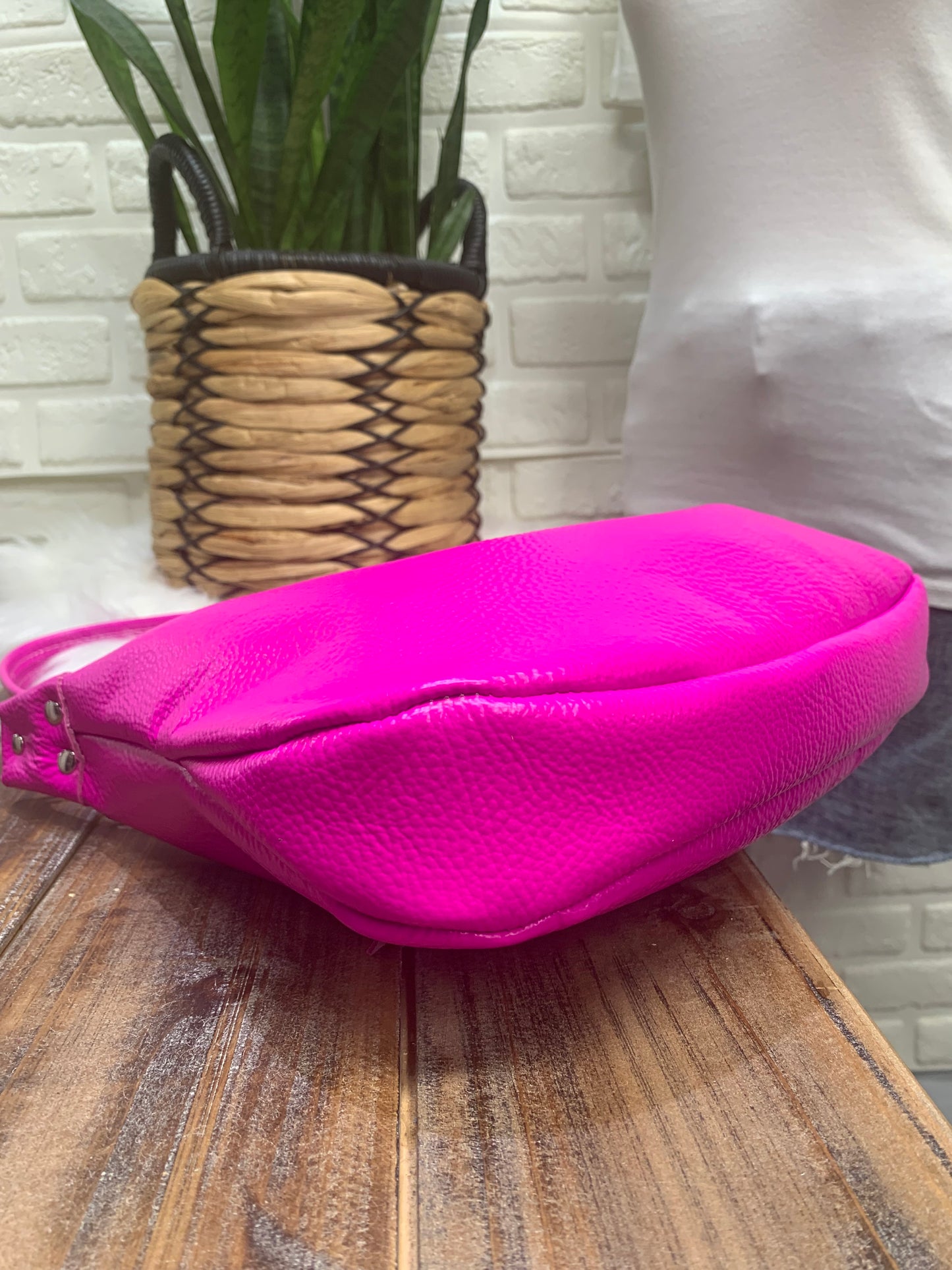 Small hobo bag Dream Pink Italian leather, shoulder strap