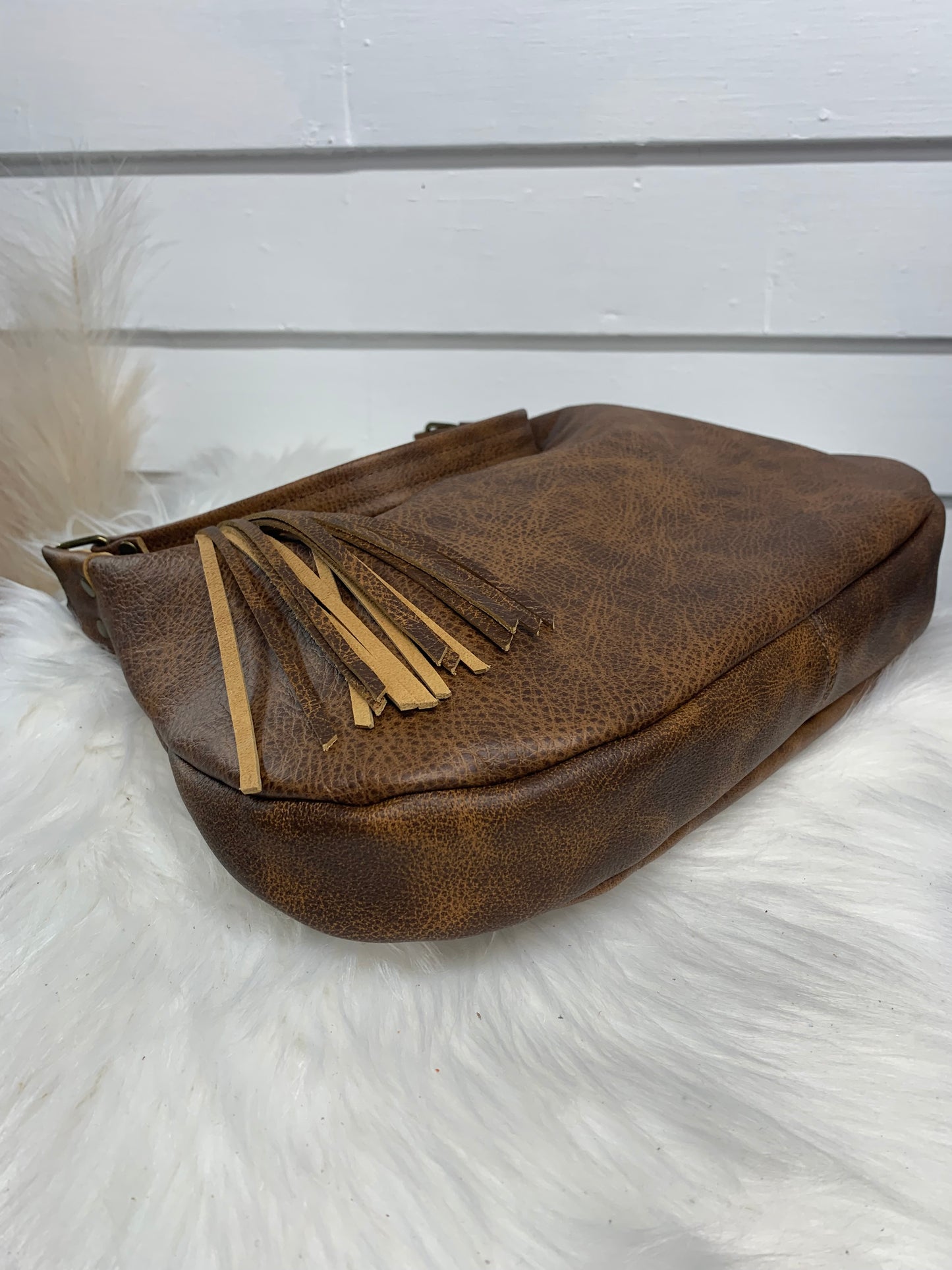Small hobo bag Saddle brown leather, shoulder strap