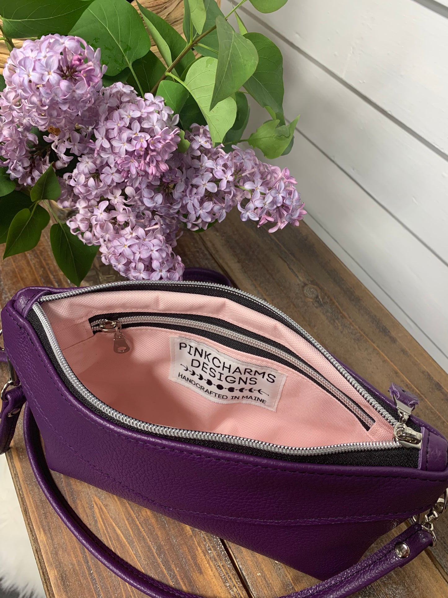 Ruby crossbody bag Purple Italian leather