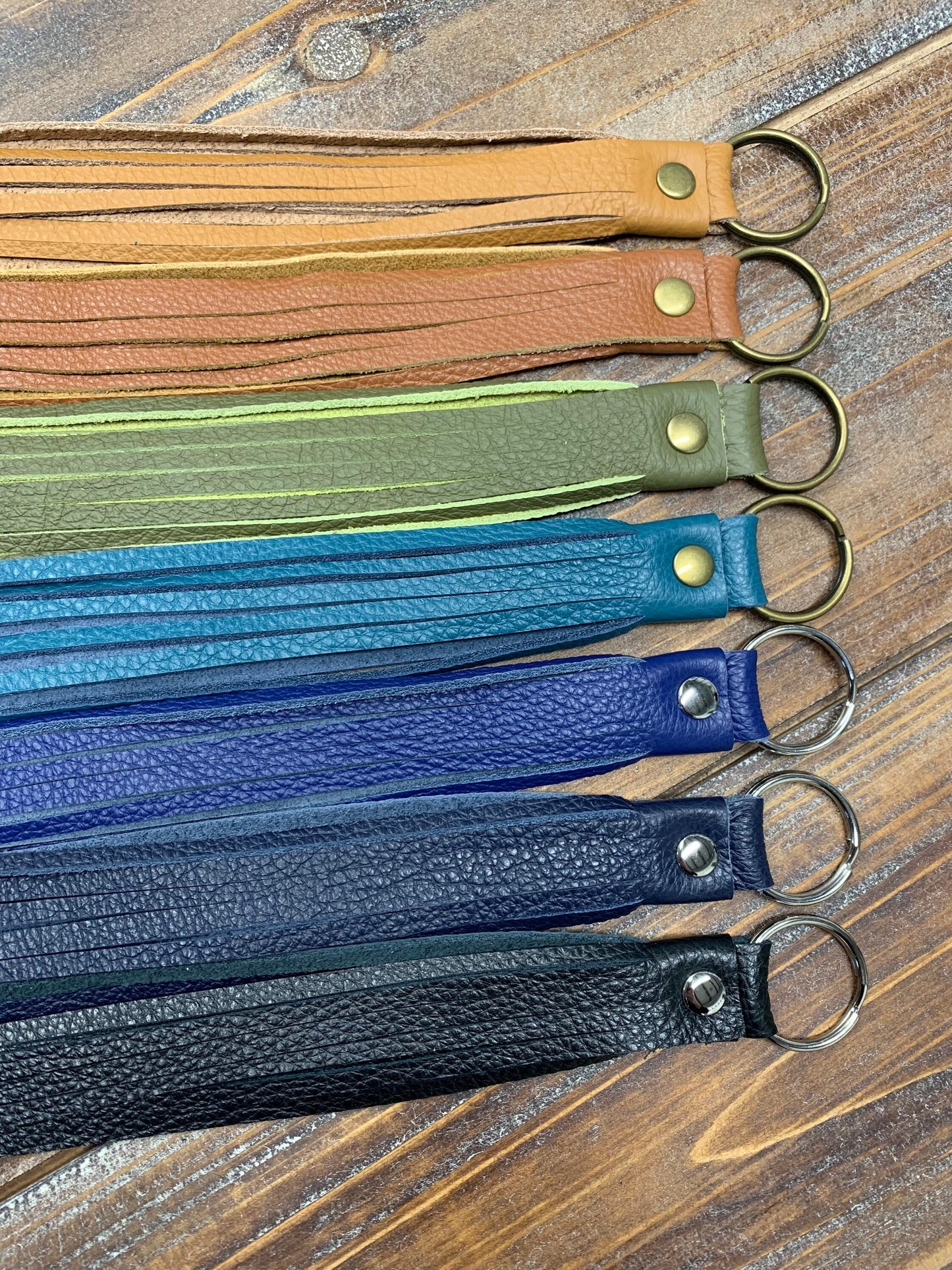 Leather tassel, single leather key chain, leather bag charm, leather zipper pull, tassels for handbags, leather fringe, genuine pebble grain