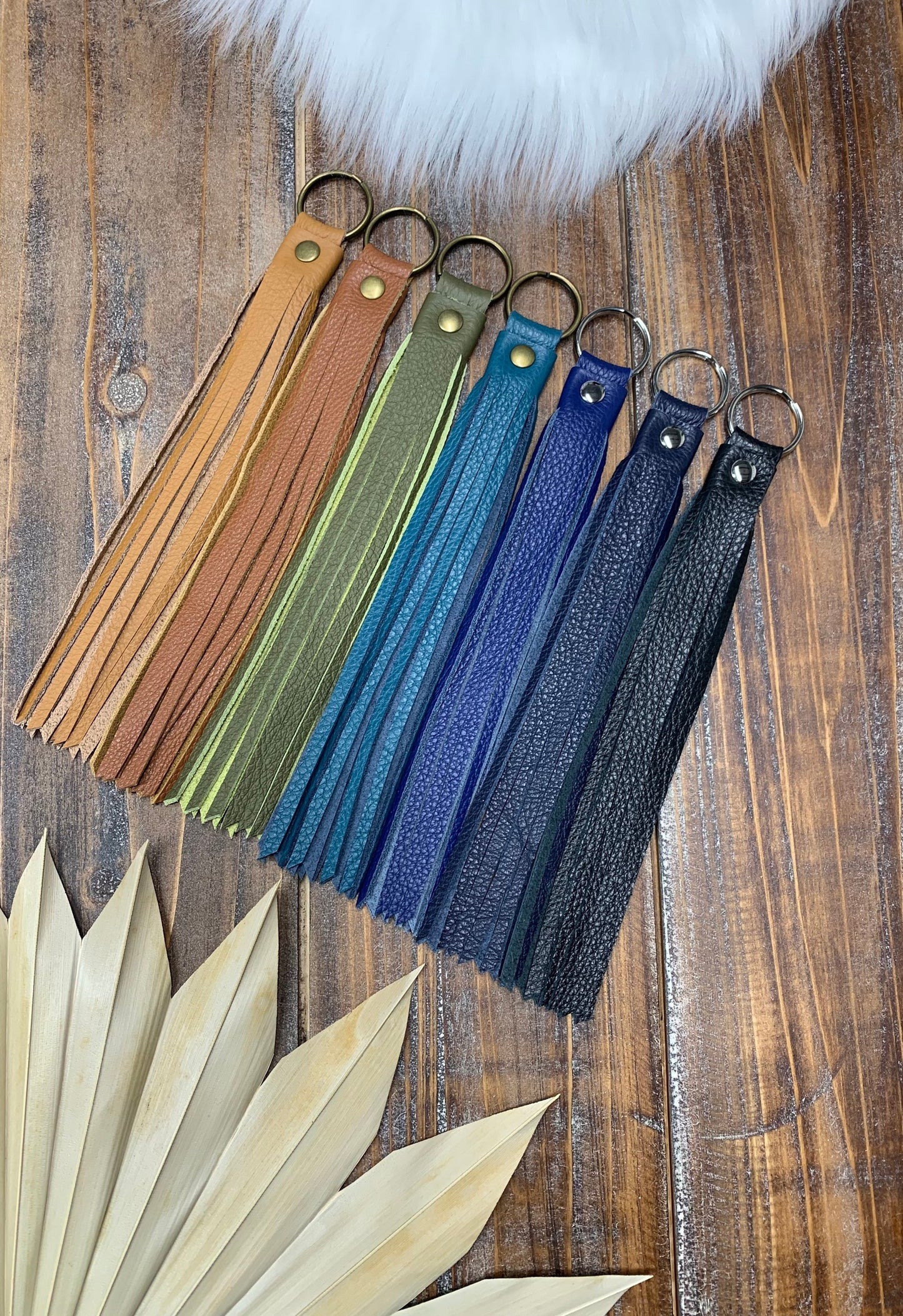 Leather tassel, single leather key chain, leather bag charm, leather zipper pull, tassels for handbags, leather fringe, genuine pebble grain