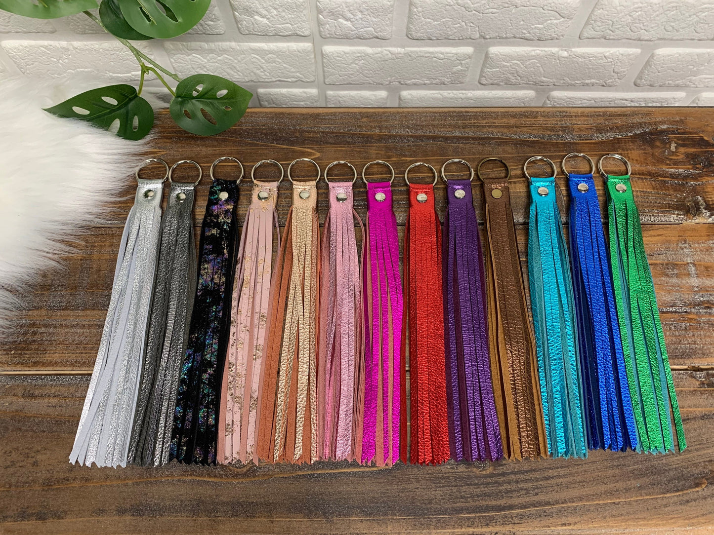 Metallic Leather tassel, single leather purse charm, leather key ring, leather zipper pull, tassels for handbags, genuine leather key chain