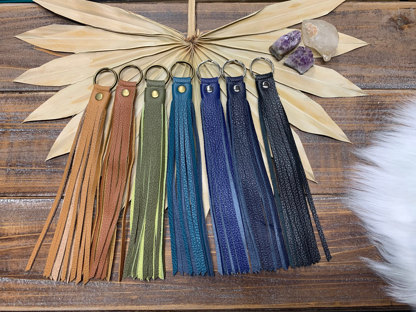 Leather tassel, single leather key chain, leather bag charm, leather zipper pull, tassels for handbags, leather fringe, genuine pebble grain