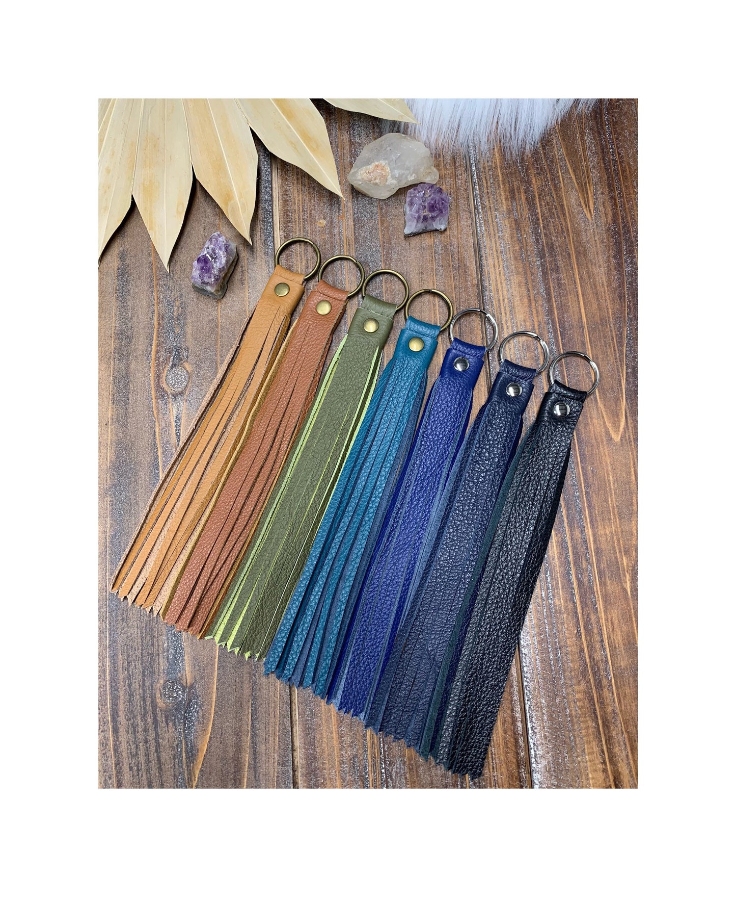 Leather tassel, single leather key chain, leather bag charm, leather zipper  pull, tassels for handbags, leather fringe, genuine pebble grain