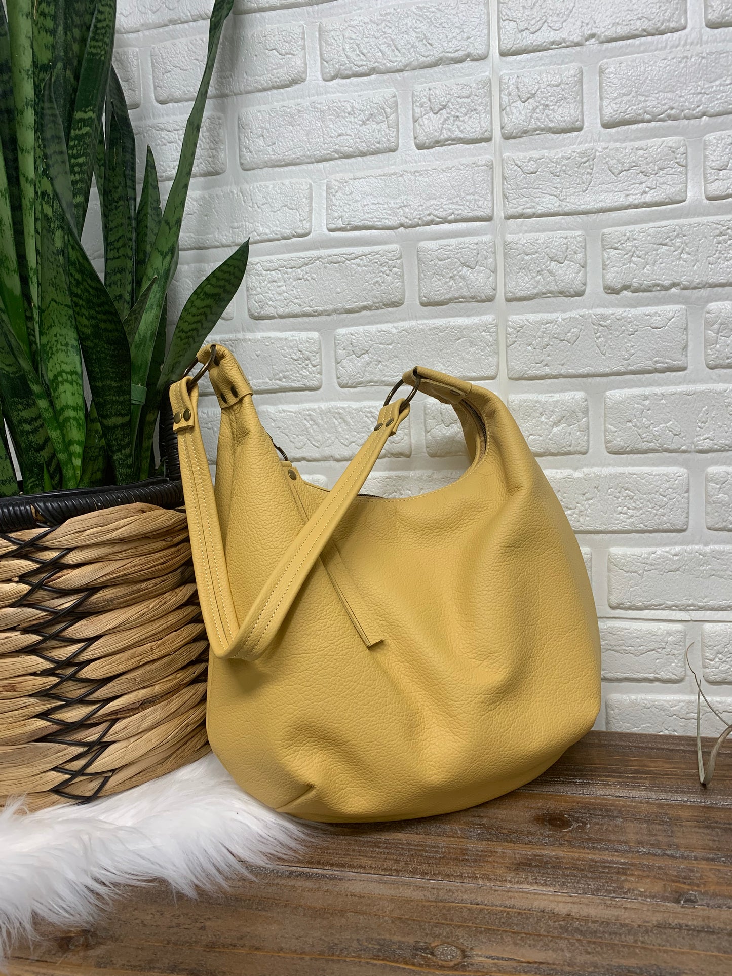 Western Sun leather hobo bag,  genuine leather handbag